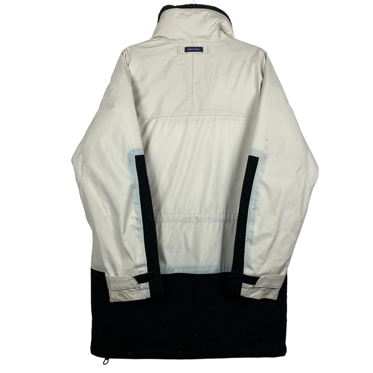 Nautica Cream White Polyester & Wool Thick Trench Coat Jacket Size L