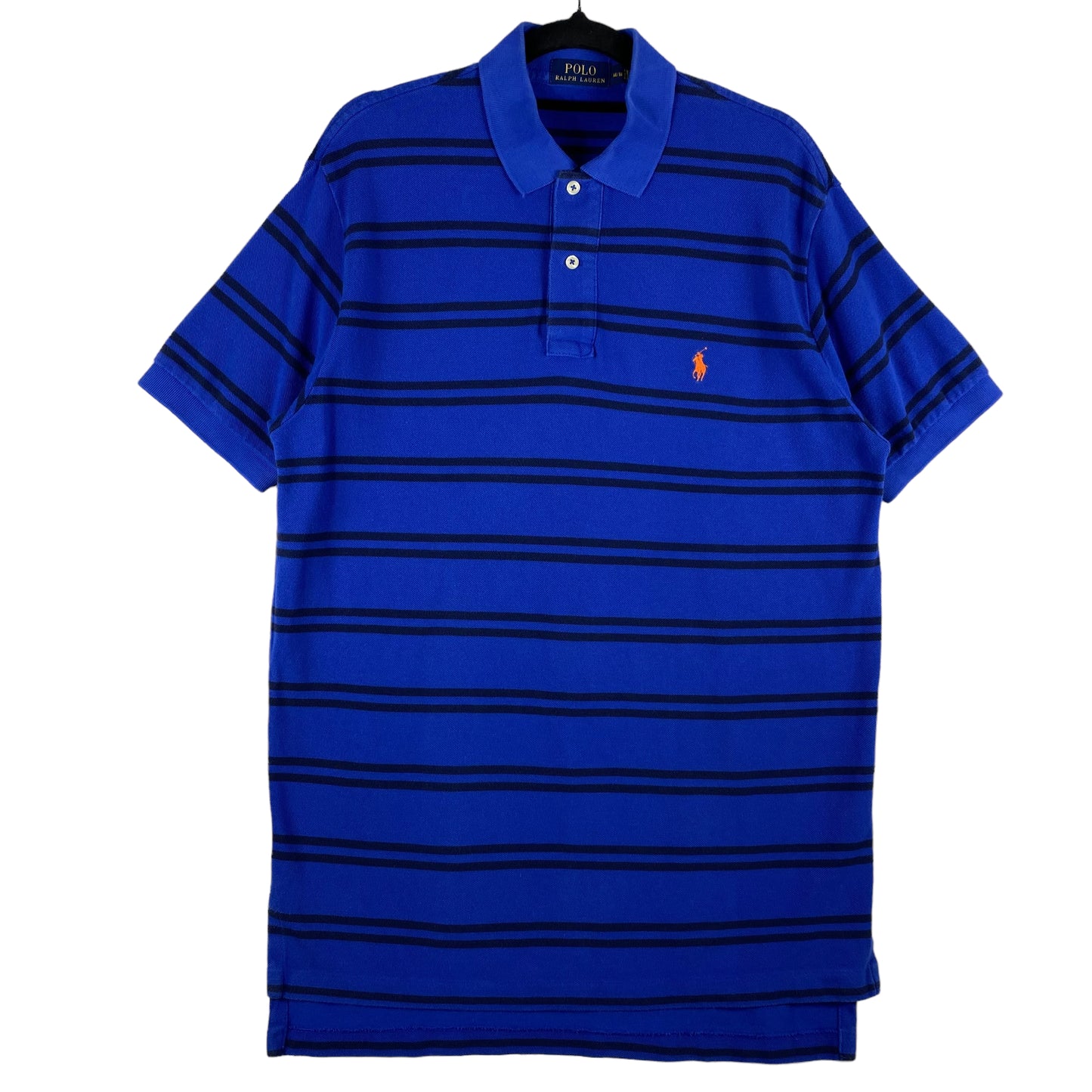 Polo Ralph Lauren Blue Striped Cotton Polo Shirt Size M