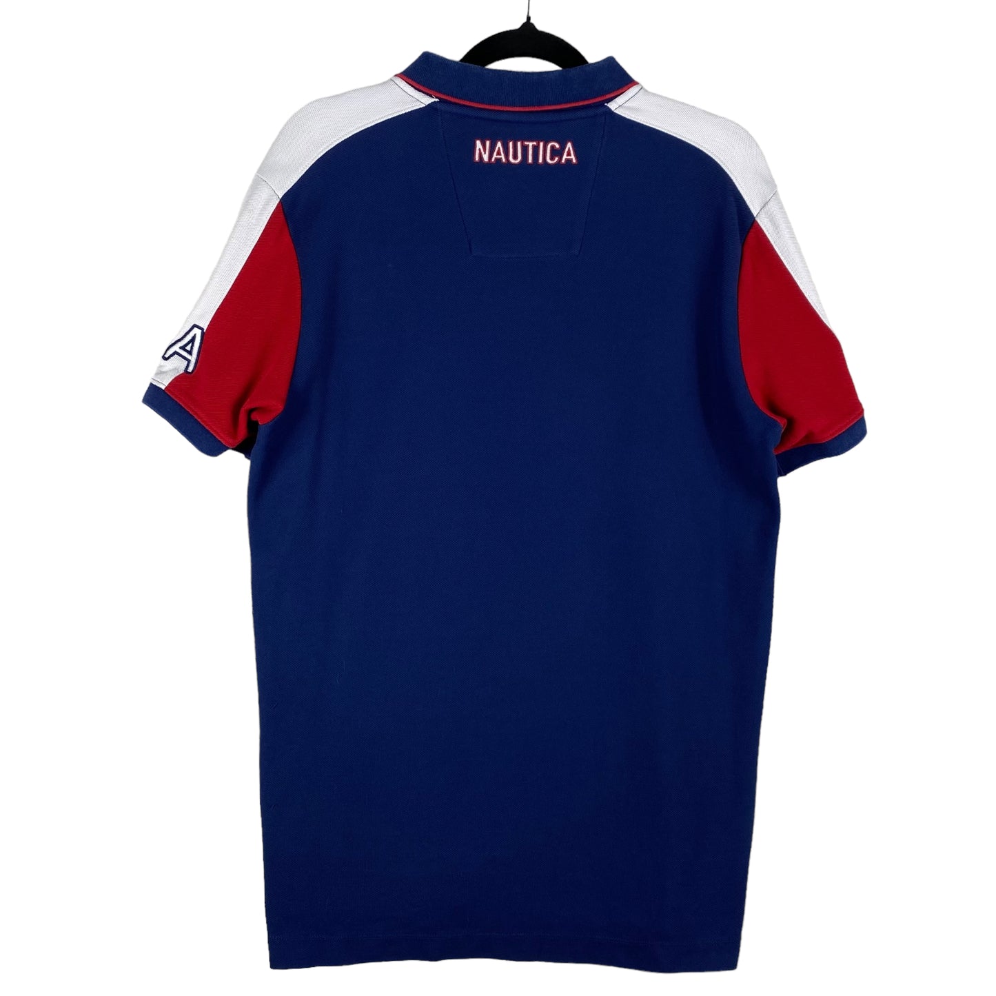 Nautica Blue Red & White USA Cotton Polo Shirt Size M