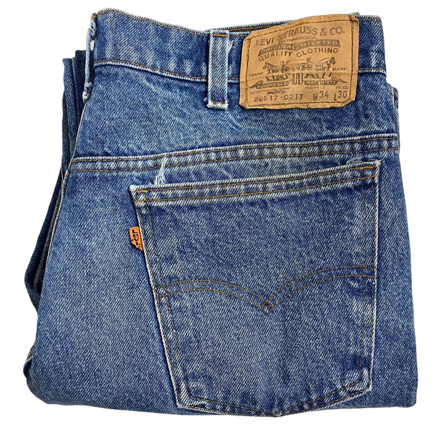 Vintage Levis 80's Blue Orange Tab Bootcut Denim Pant Bottoms W34