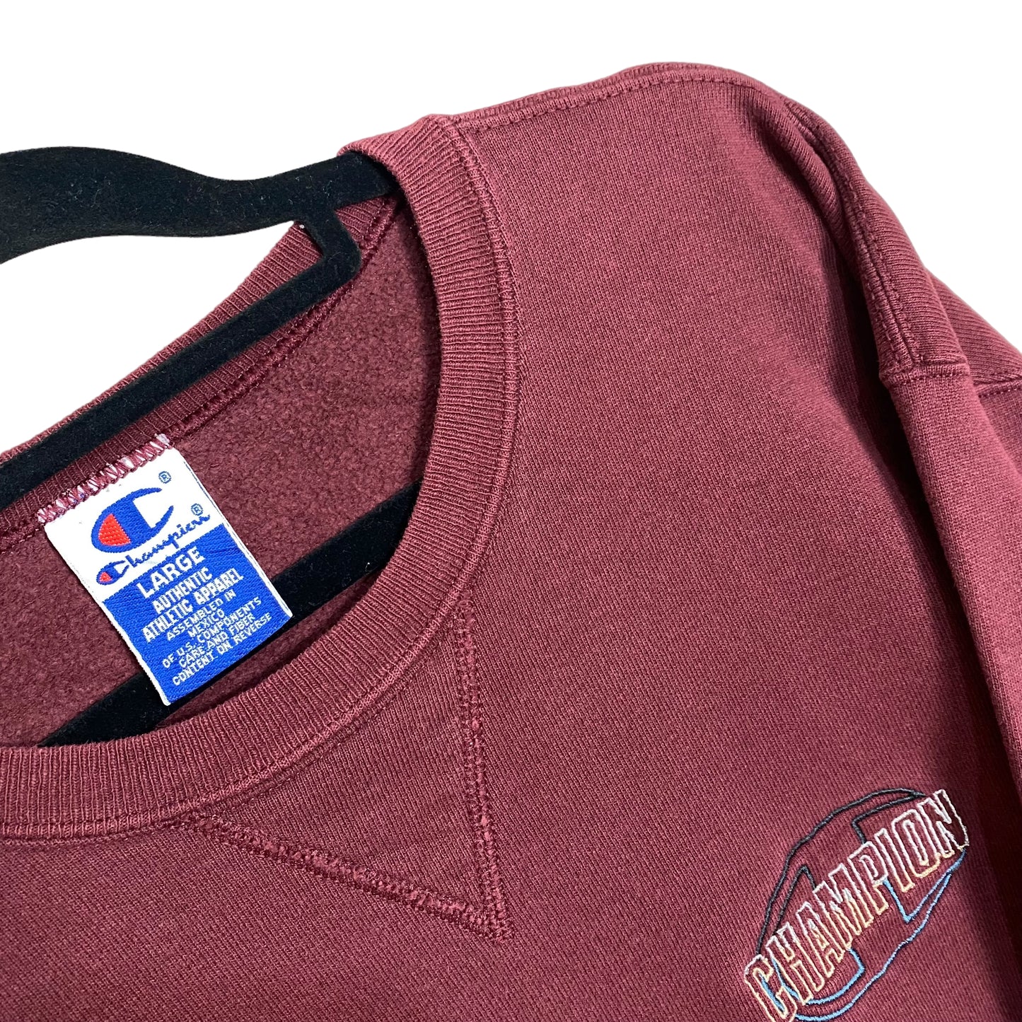 Vintage Champion 90's Maroon Brown Embroidered Sweater Size L