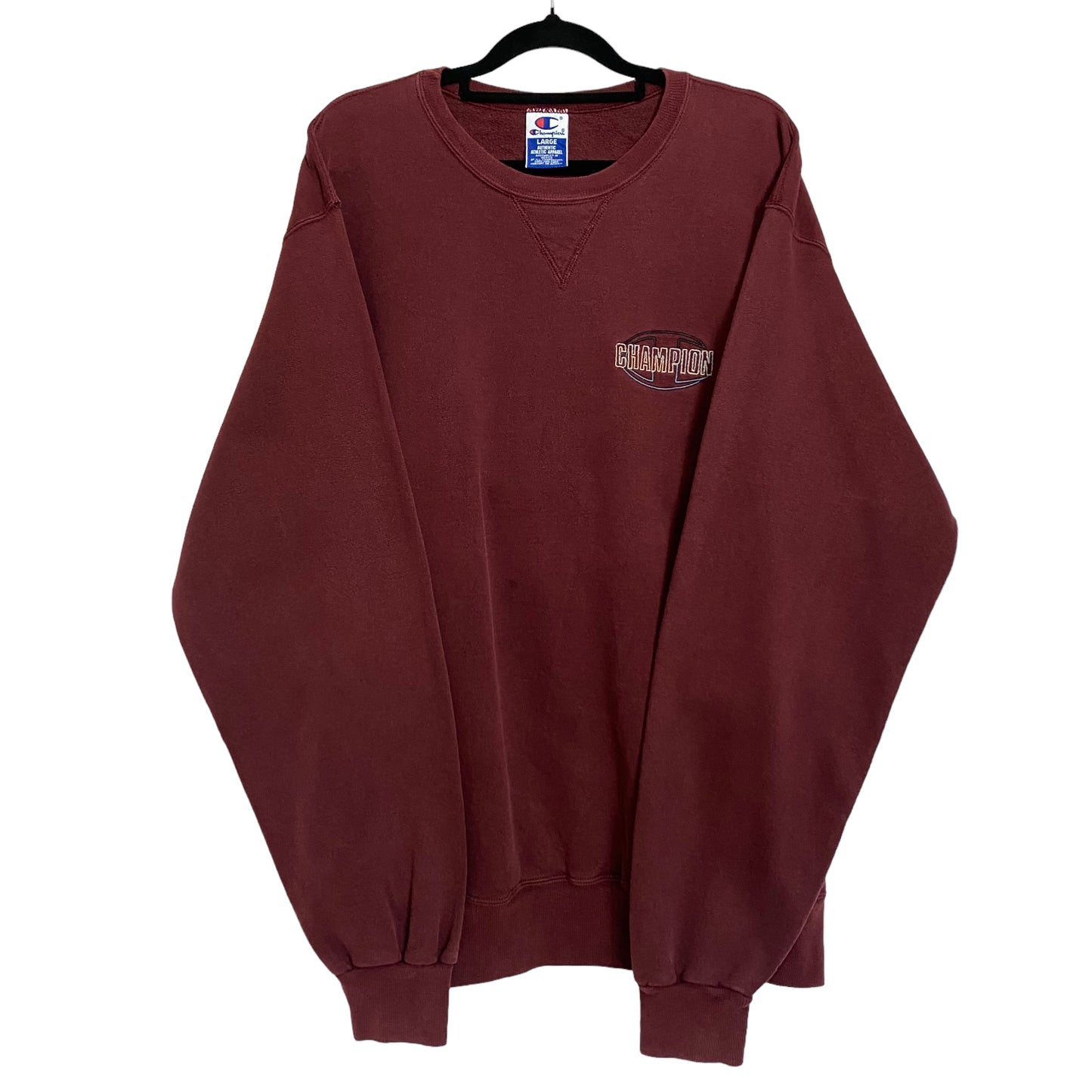 Vintage Champion 90's Maroon Brown Embroidered Sweater Size L