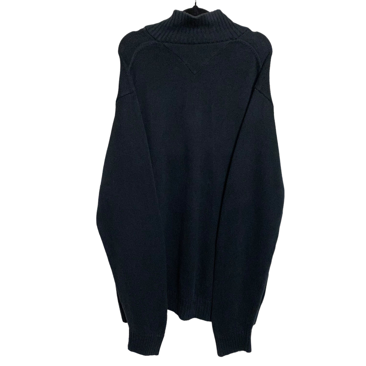 Tommy Hilfiger Black Plain Heavy Quarter Button Turtle Knit Sweater Size XL
