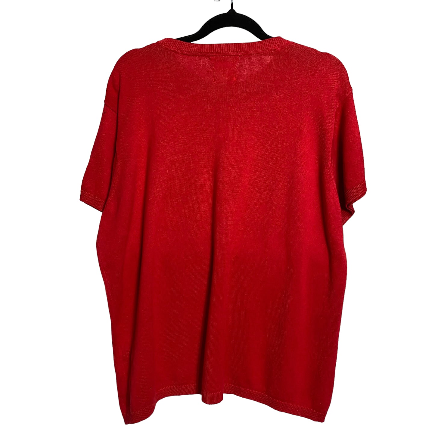 Vintage Tommy Hilfiger Womens 90's Red Knit Crewneck T Shirt Size XL