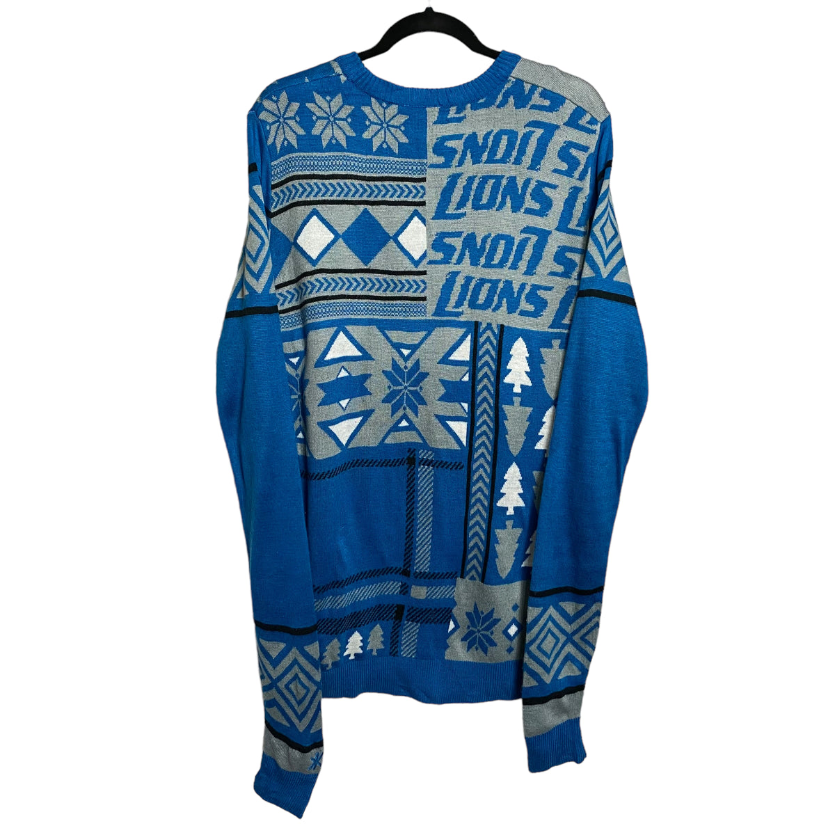 NFL Team Apparel Detroit Lions Blue Pullover Crew Knit Sweater Size S