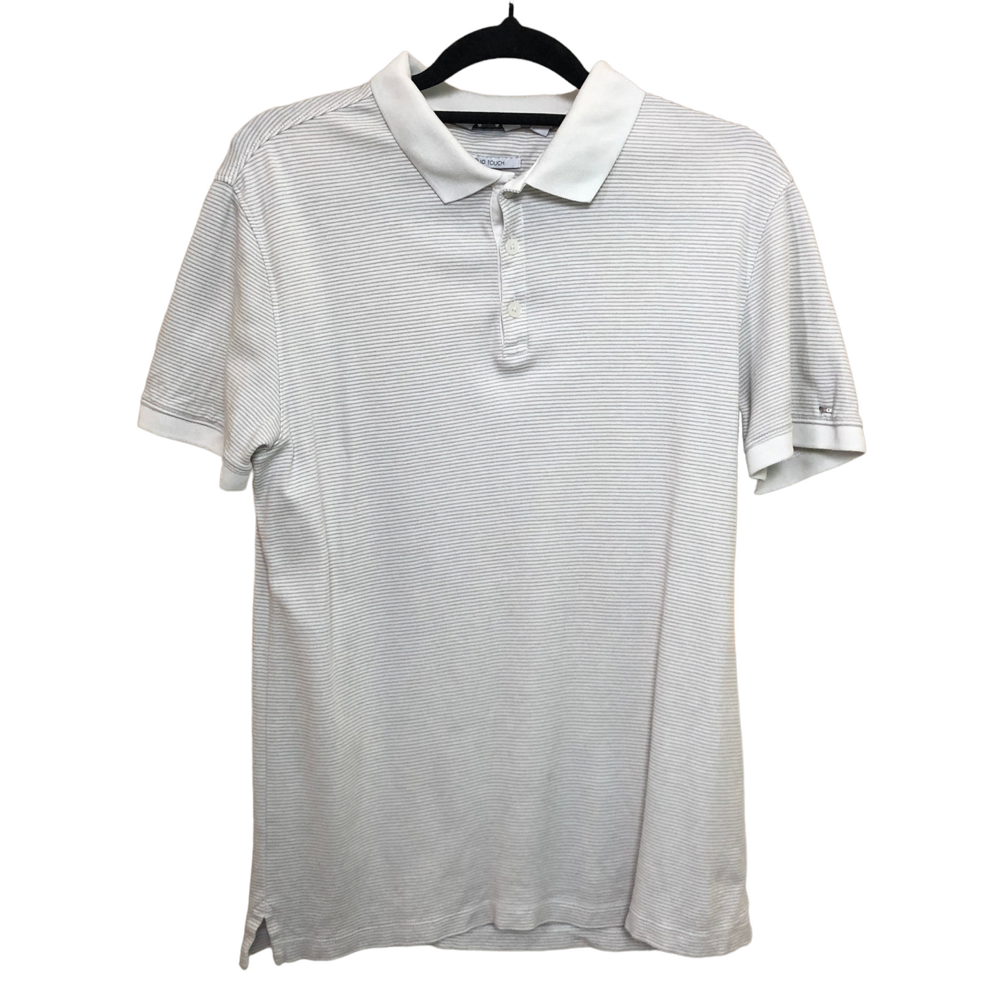 Calvin Klein White Striped Liquid Touch Polo Shirt Top Size S C95 L63 55exchange