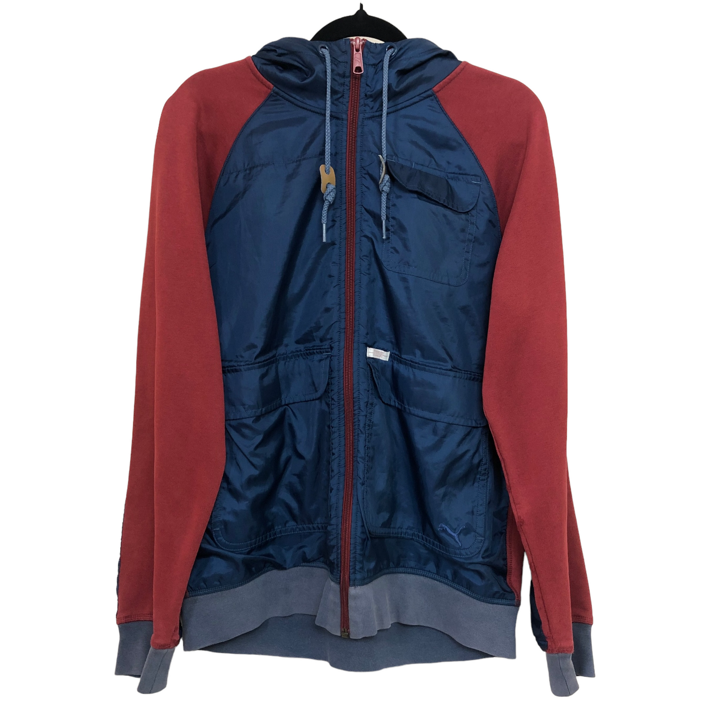Puma Dark Blue & Maroon Brown Hooded Track Top Jacket Size S C106 L64 55exchange
