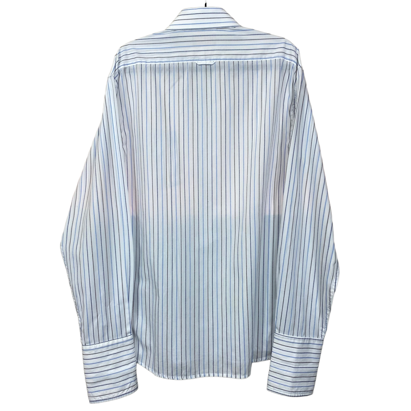 Ben Sherman White Blue Brown Striped Long Sleeve Button Up Business Polo Dress Shirt 41 C110