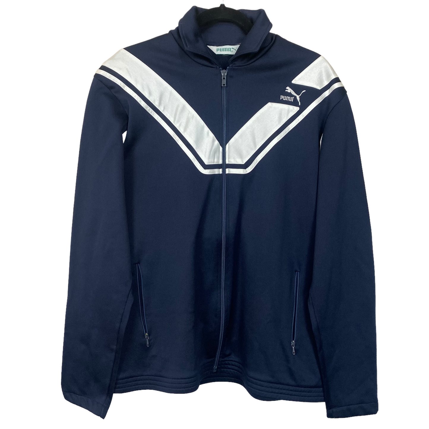 Vintage Puma Dark Blue Collared Track Top Zip Jacket Size L