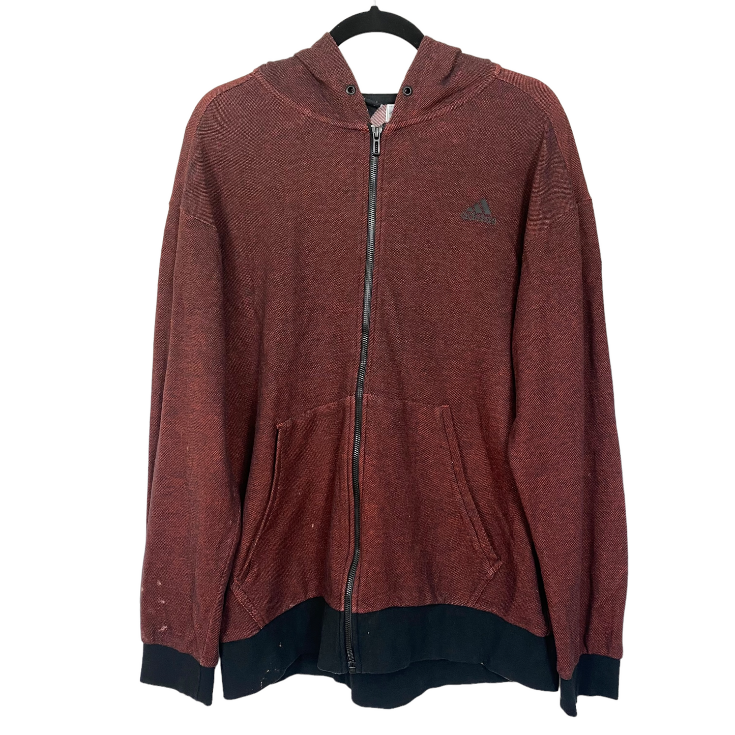 Adidas Red Marl Hooded Track Top Jacket Size XL