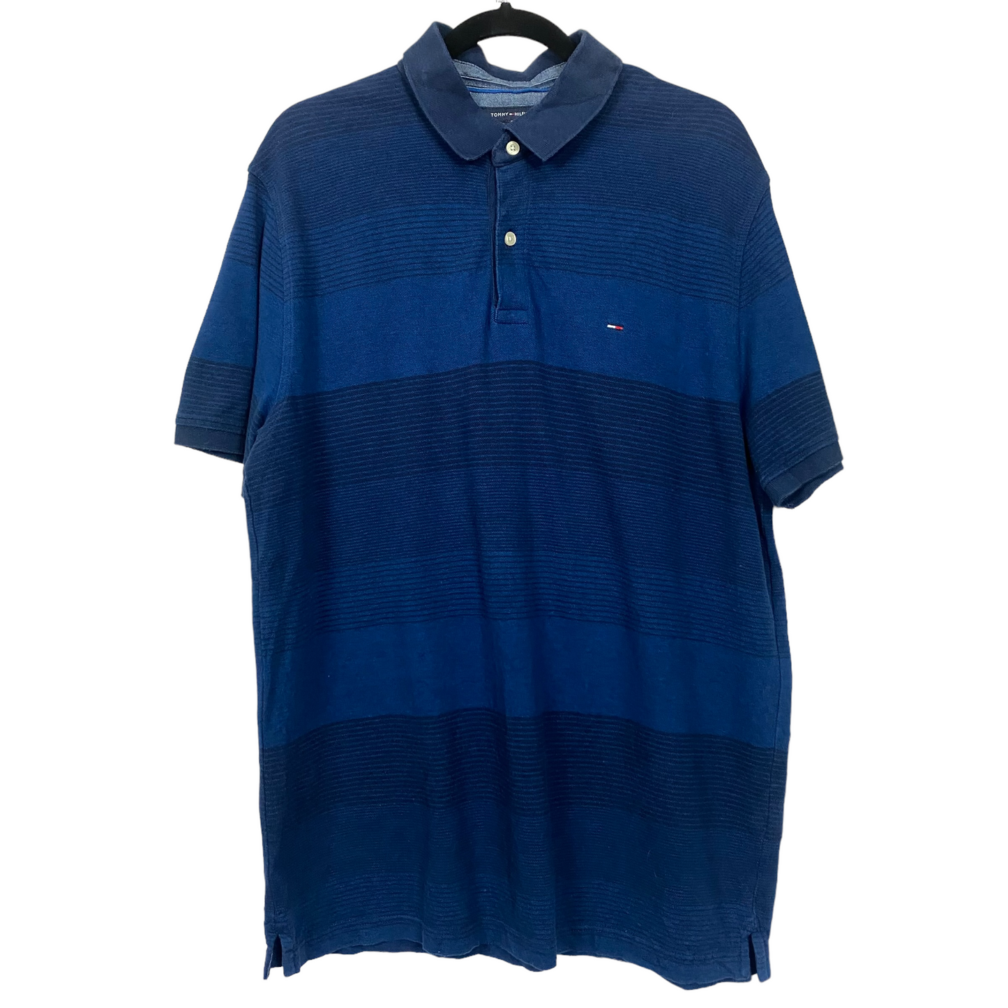 Tommy Hilfiger Blue Striped Slim Polo Shirt Top Size XL