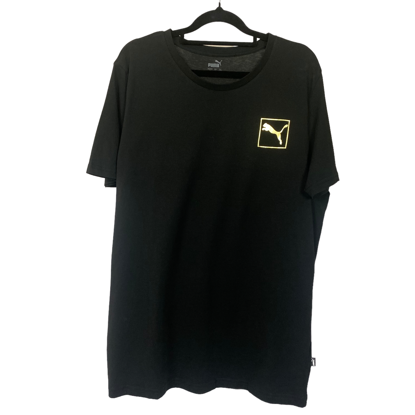 Puma Black Gold Back Print Cotton Tee Shirt Top Size M