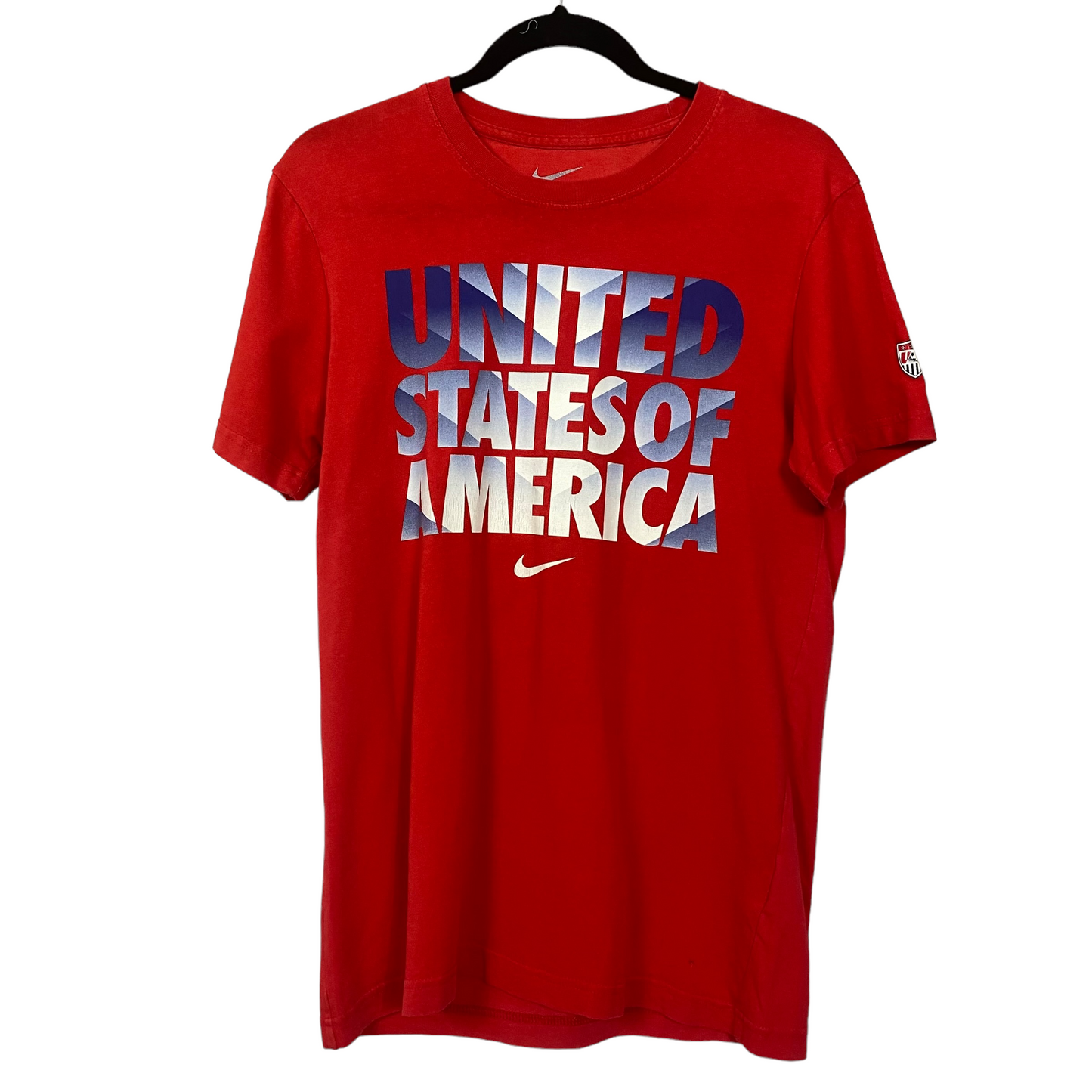 Nike Red USA Soccer Slim Cotton Tee Shirt Top Size M