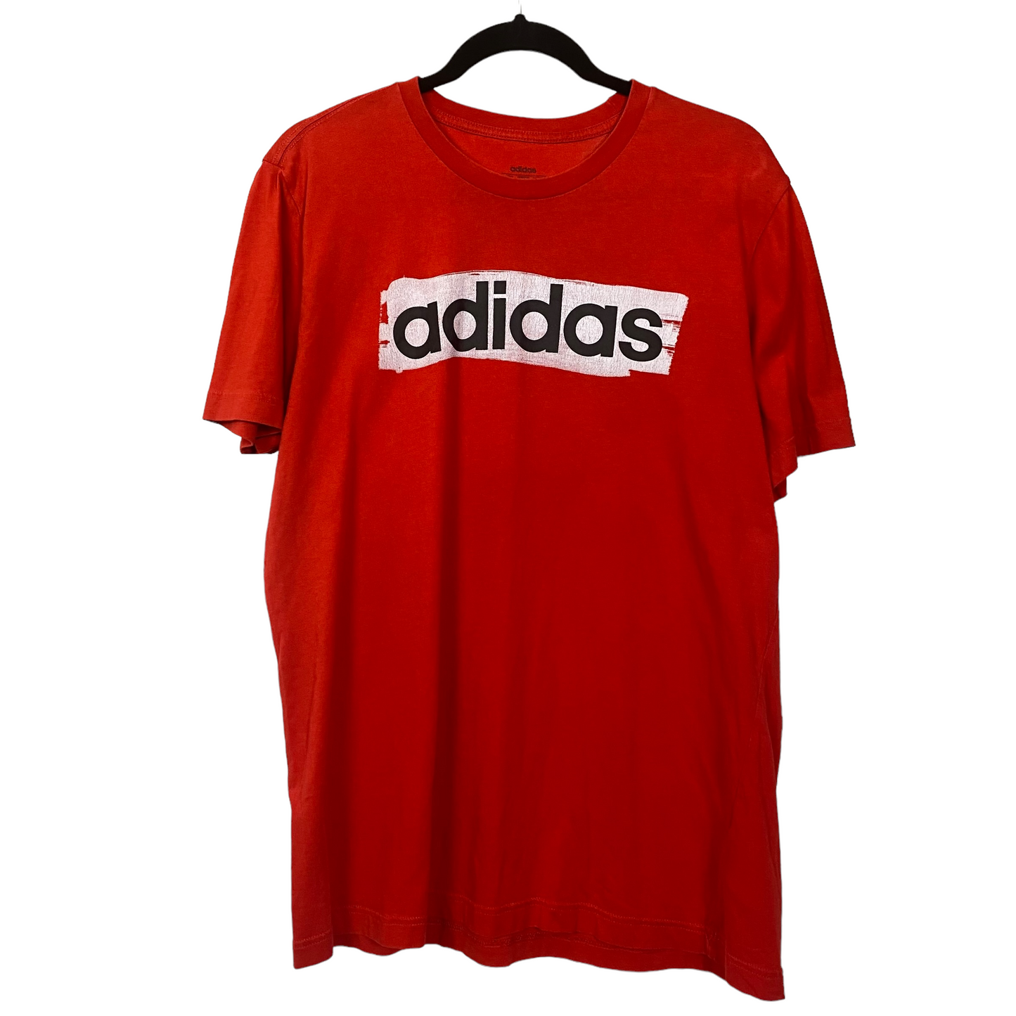 Adidas Bright Red Cotton Tee Shirt Top Size L