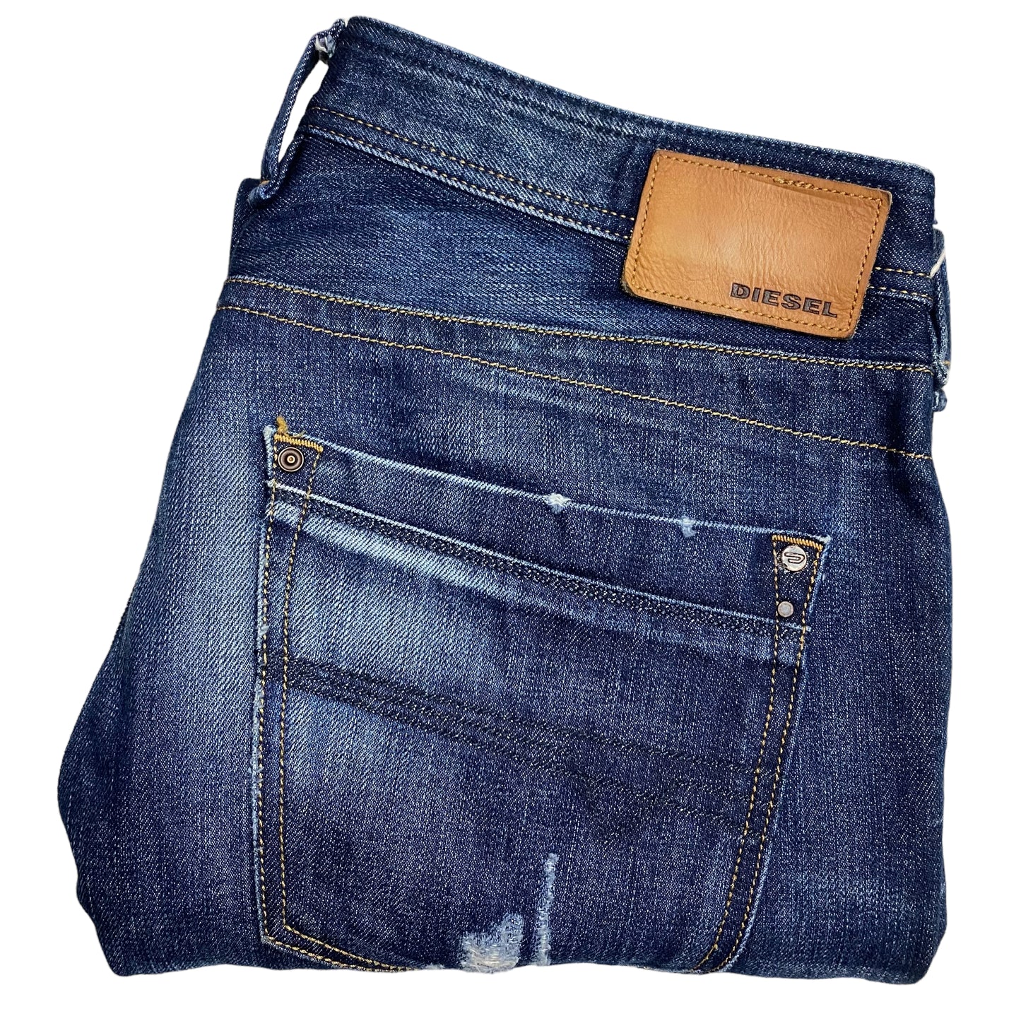 Diesel Jeans Timmen Washed Blue Regular Straight Denim Pant Bottoms W37