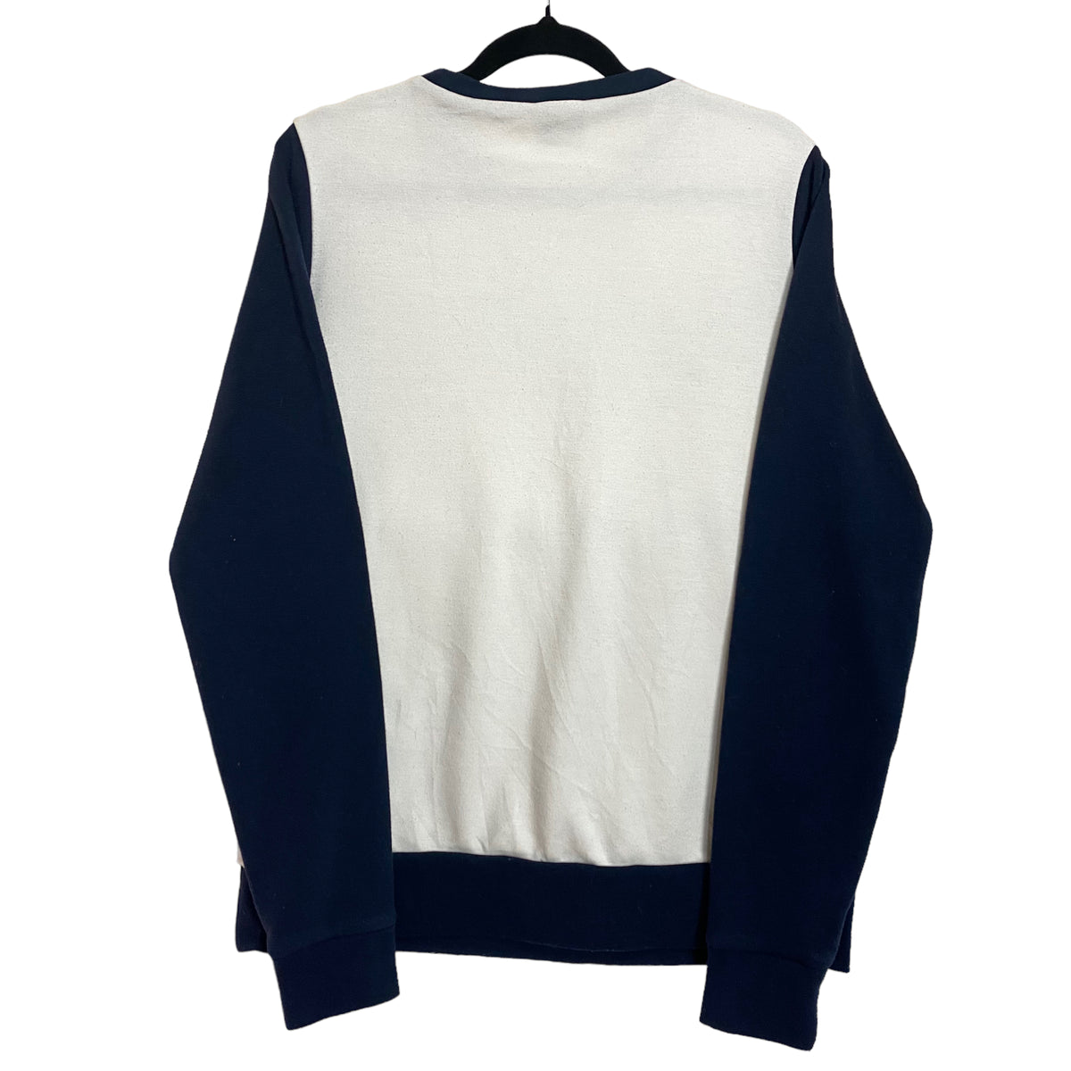 Puma Womens White & Blue Velvet Textured Fleece Crewneck Sweater Size M