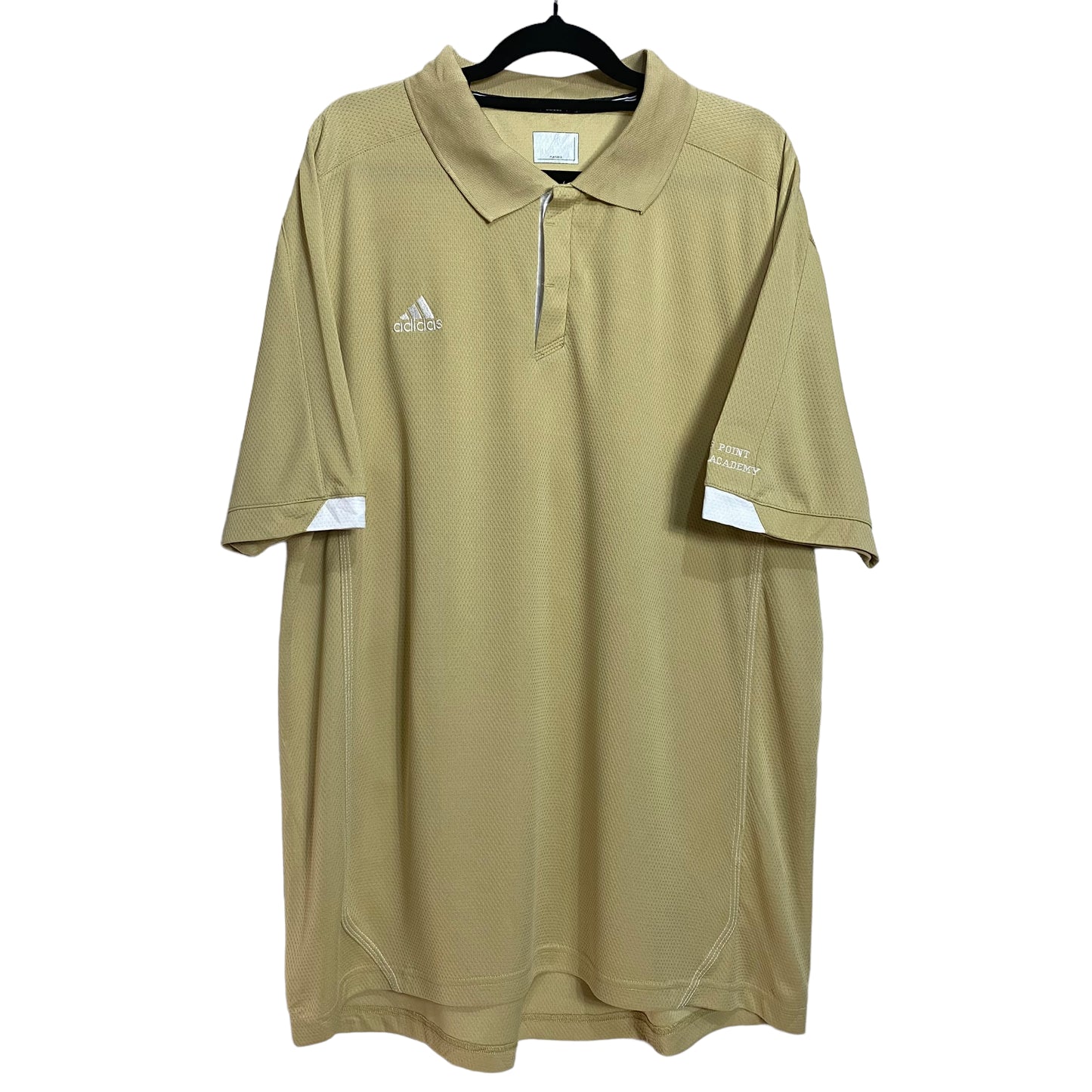 Vintage Adidas 2000's Light Brown Mesh Textured Sport Polo Shirt Size L