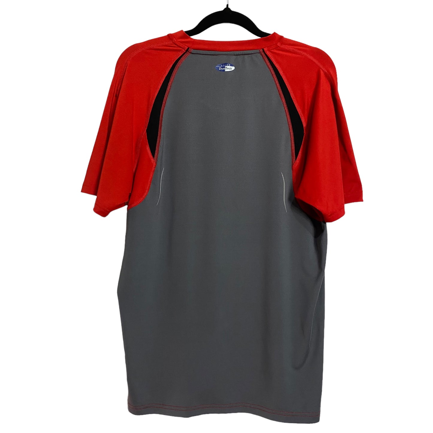 Vintage Asics 2000's Grey & Red Duo Tech Stretchy Sport Tee Size M