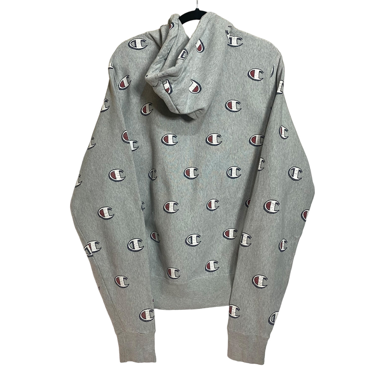 Champion Reverse Weave Grey All Over Print Heavy Hoodie Size M