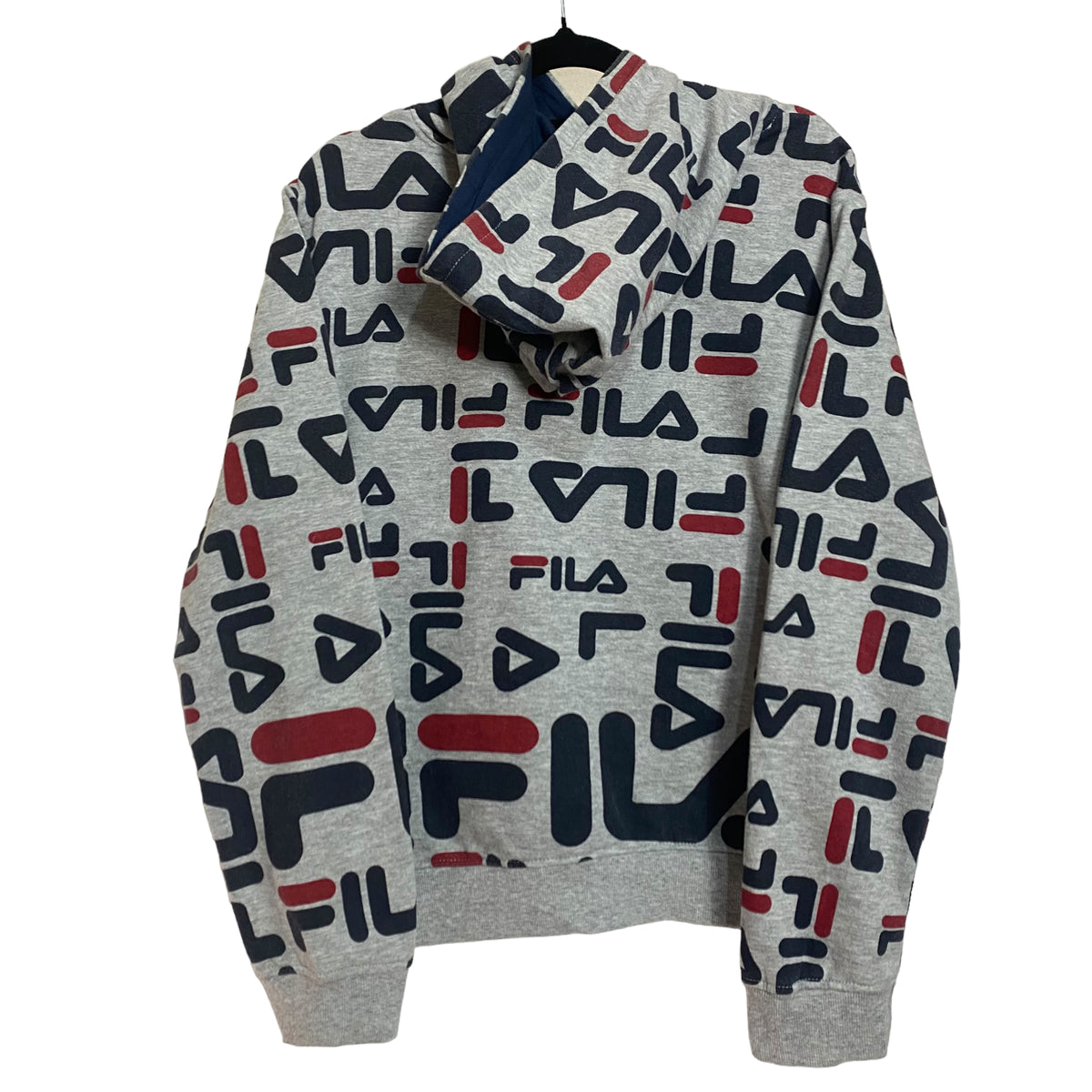 Fila Grey All Over Print Cotton Pullover Hoodie Size XS