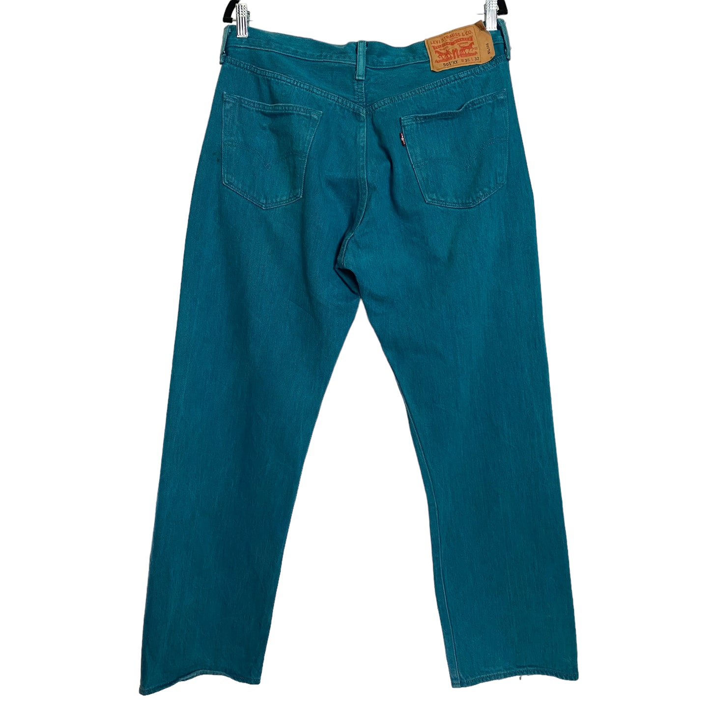 Levis 501 Jeans Aqua Blue Regular Straight Denim Pant Bottoms W35