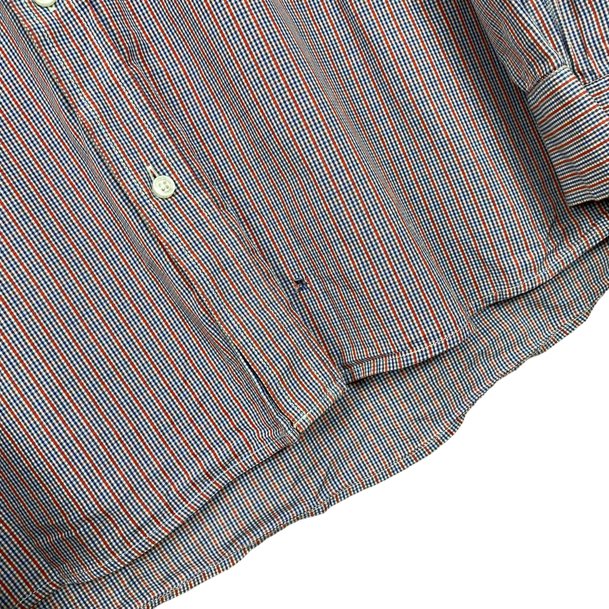 Ben Sherman White Red Blue Checkered 100% Cotton Long Sleeve Button Up Business Polo Dress Shirt 41 C115 55exchange