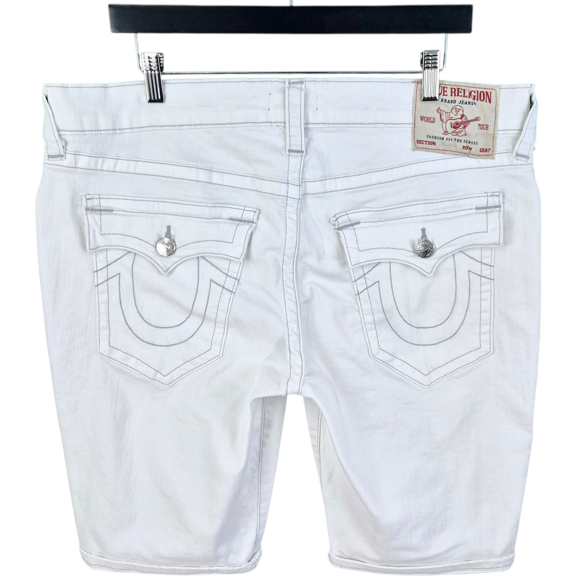 True Religion White Stretch Denim Shorts W38