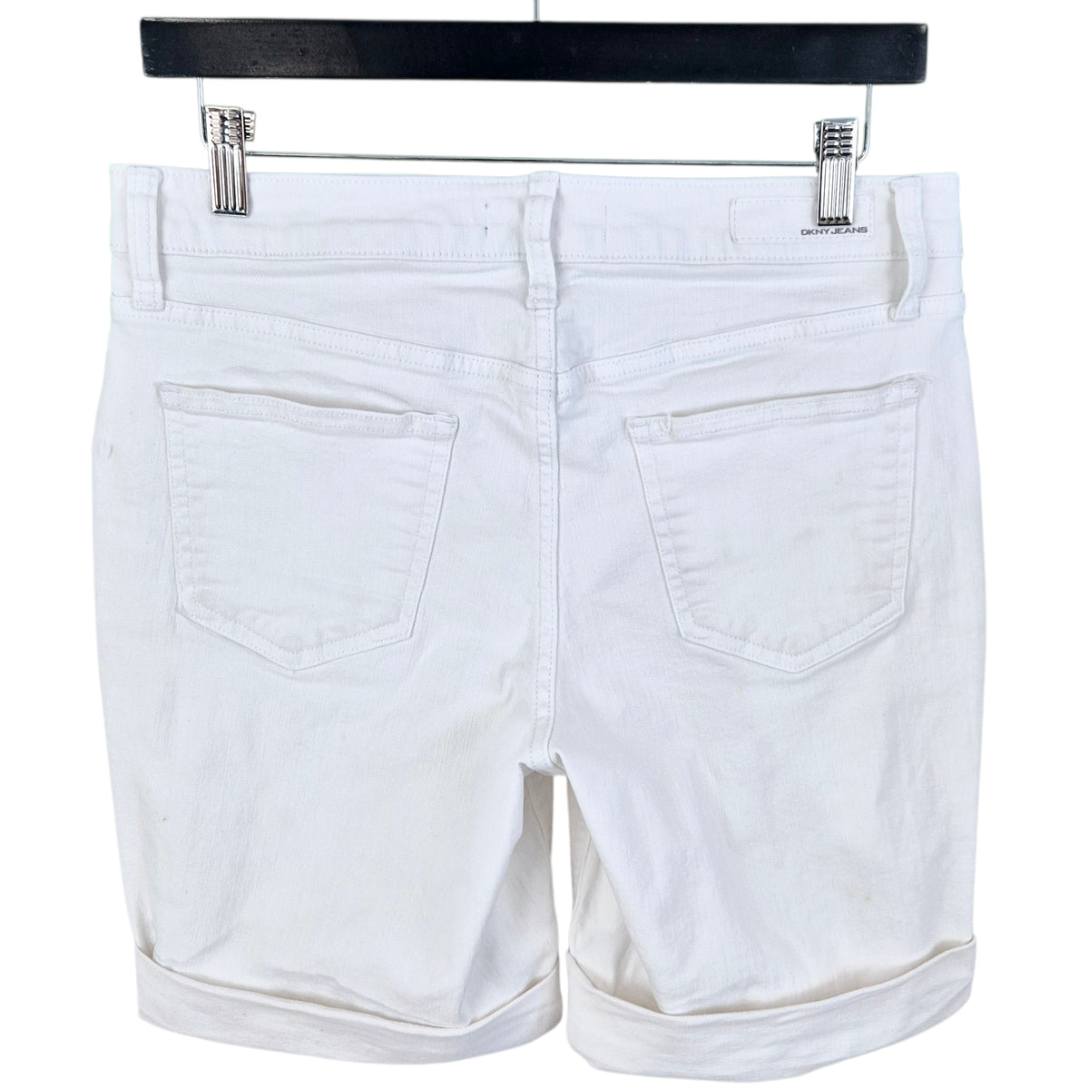 DKNY Womens White Stretch Denim Shorts W31