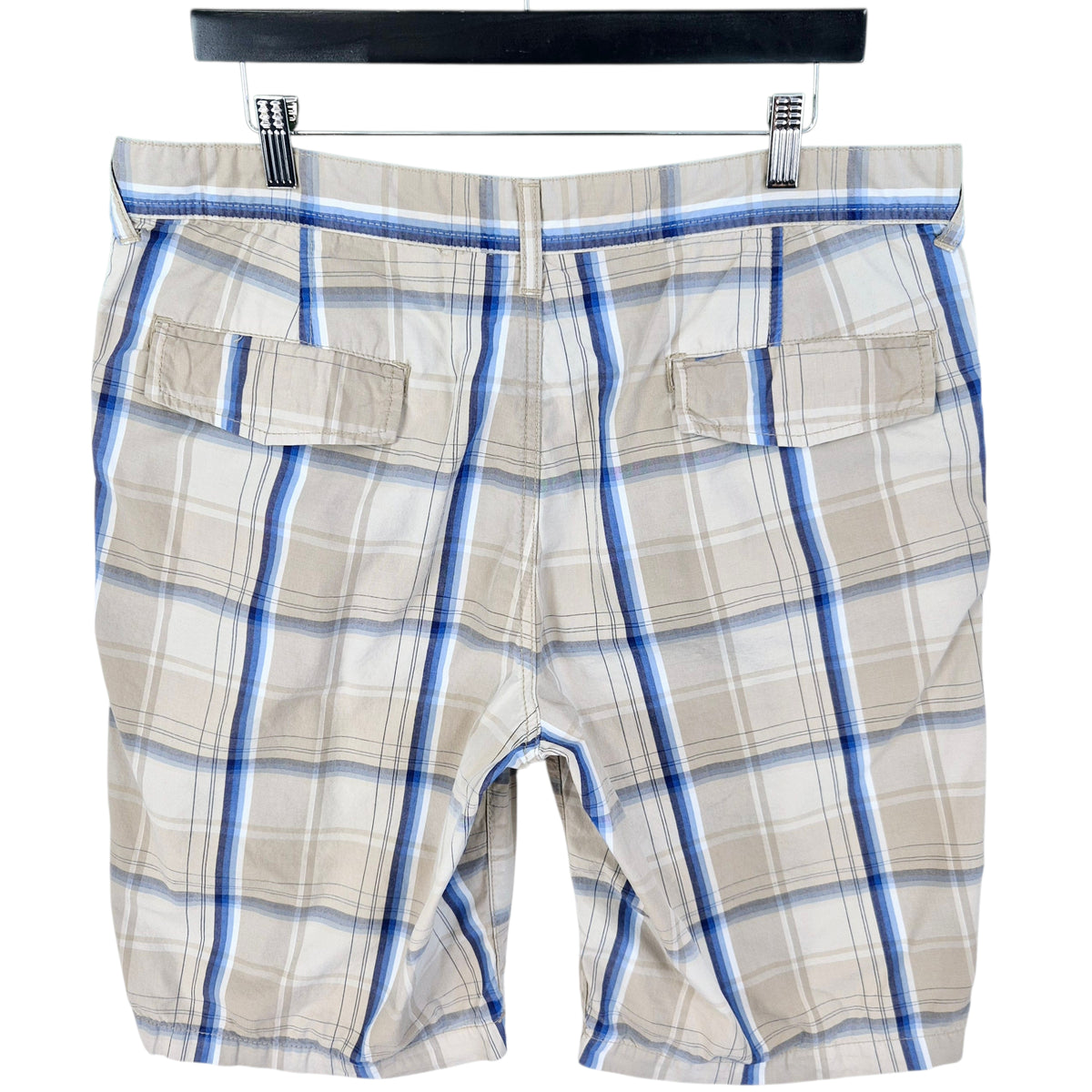 DKNY Light Brown & Blue Checkered Chino Shorts W35
