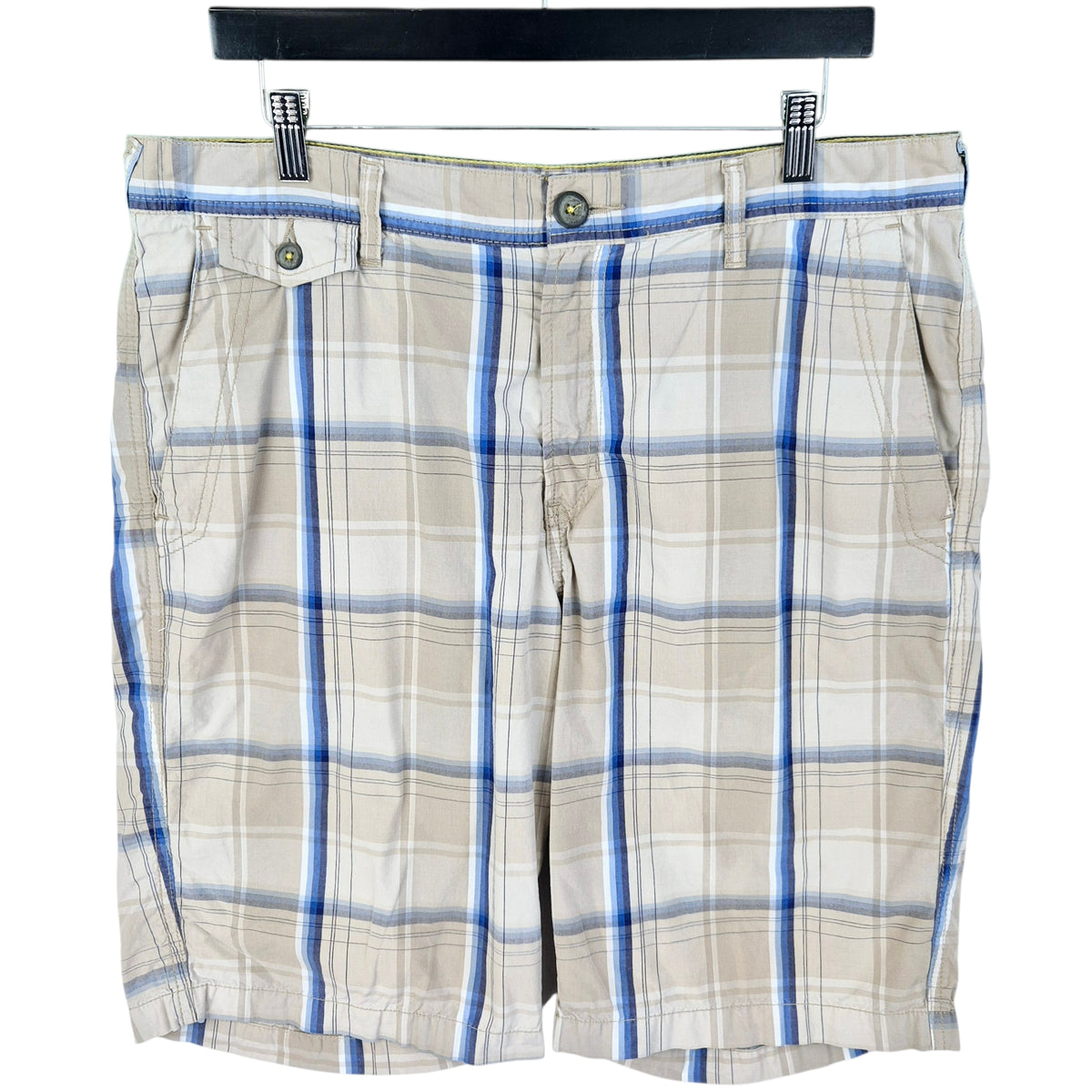 DKNY Light Brown & Blue Checkered Chino Shorts W35