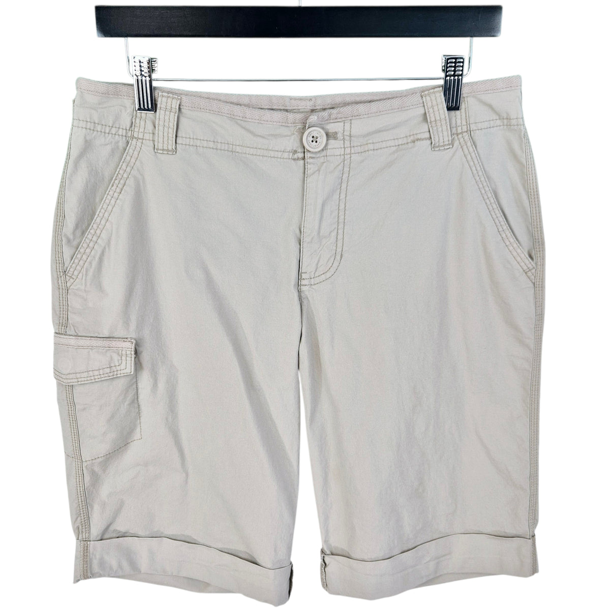 DKNY Womens Light Brown Canvas Stretch Cargo Shorts W31