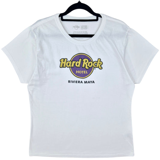 Hard Rock Hotel Riviera Maya Womens White Cotton Tee Shirt Size XL
