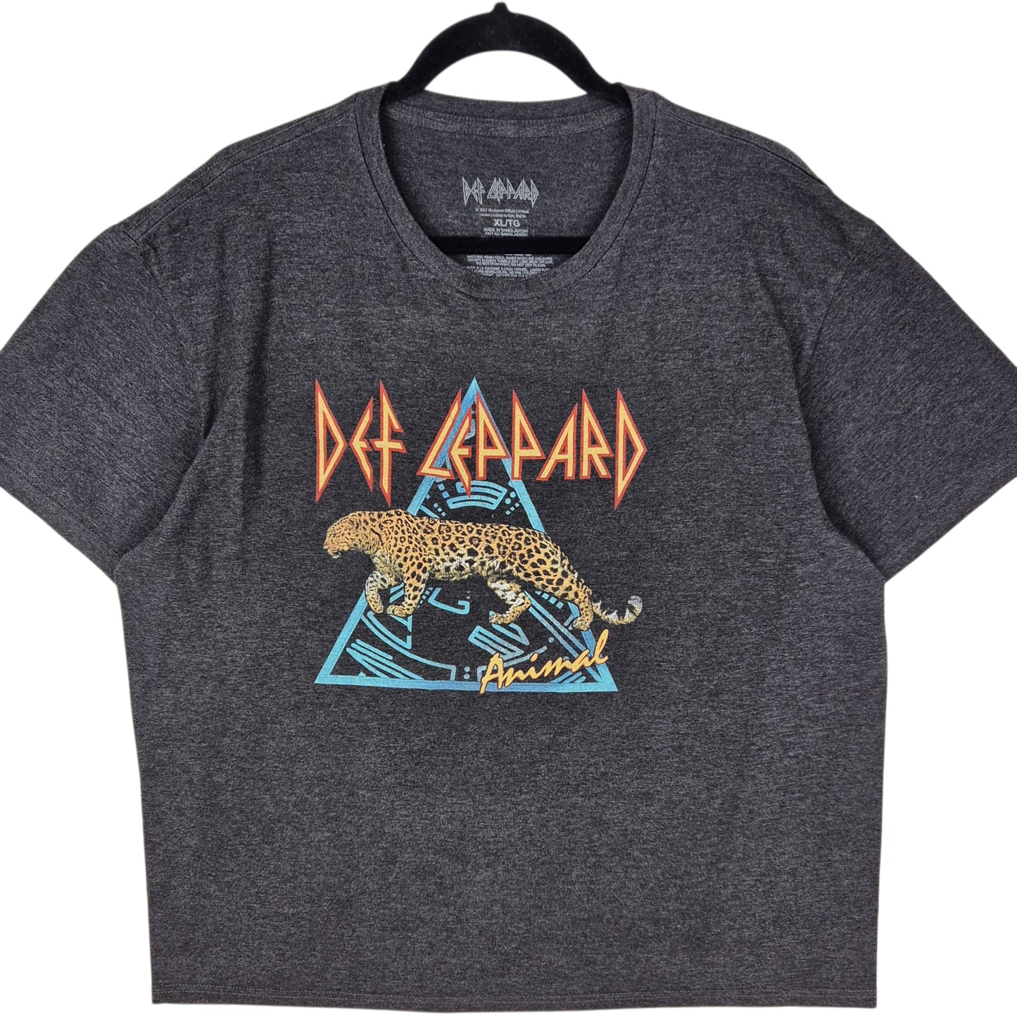 Def Leppard Dark Grey Stretch Cotton Tee Shirt Size XL