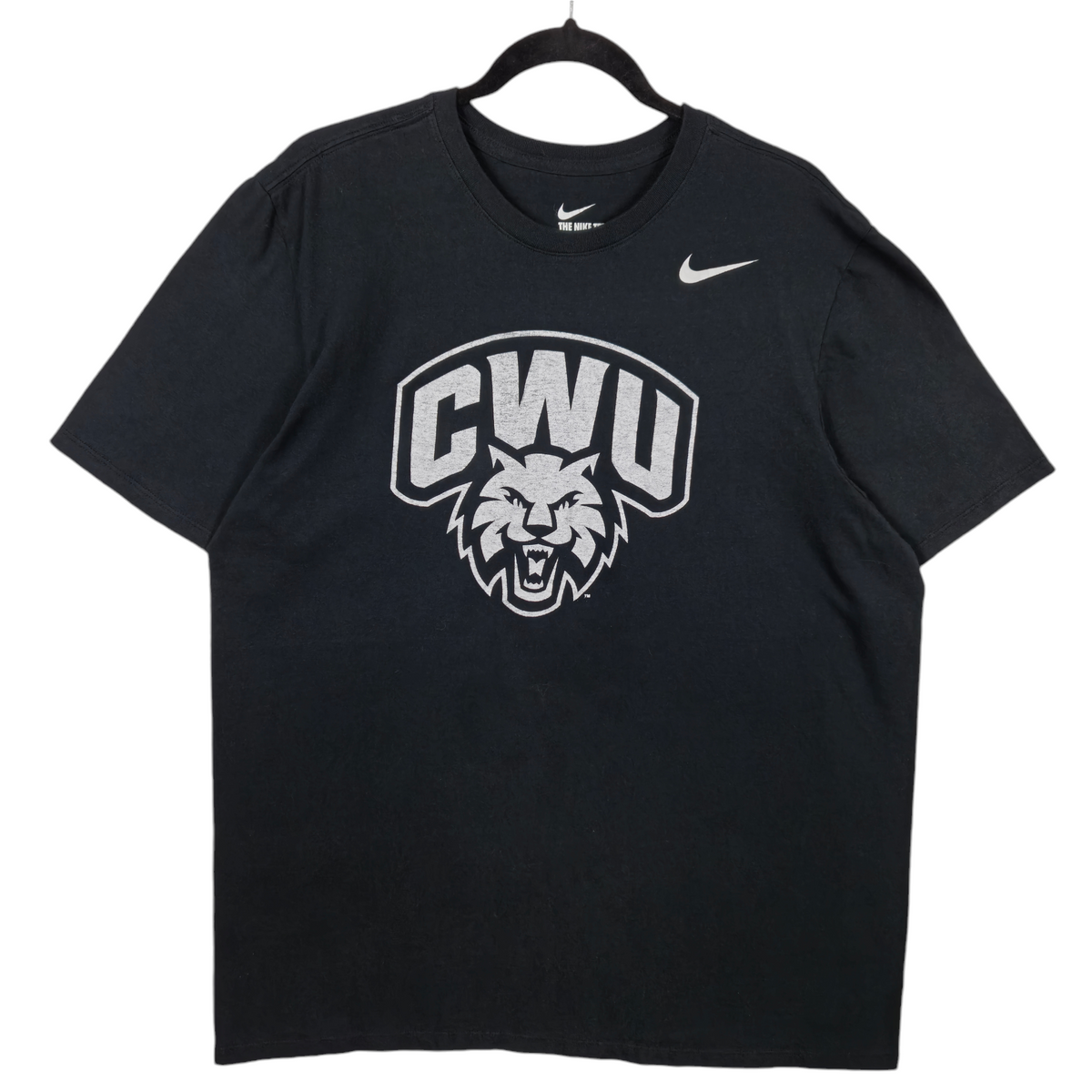 Nike Central Washington Uni Wildcats Black Athletic Cut Cotton Tee Shirt Size XL