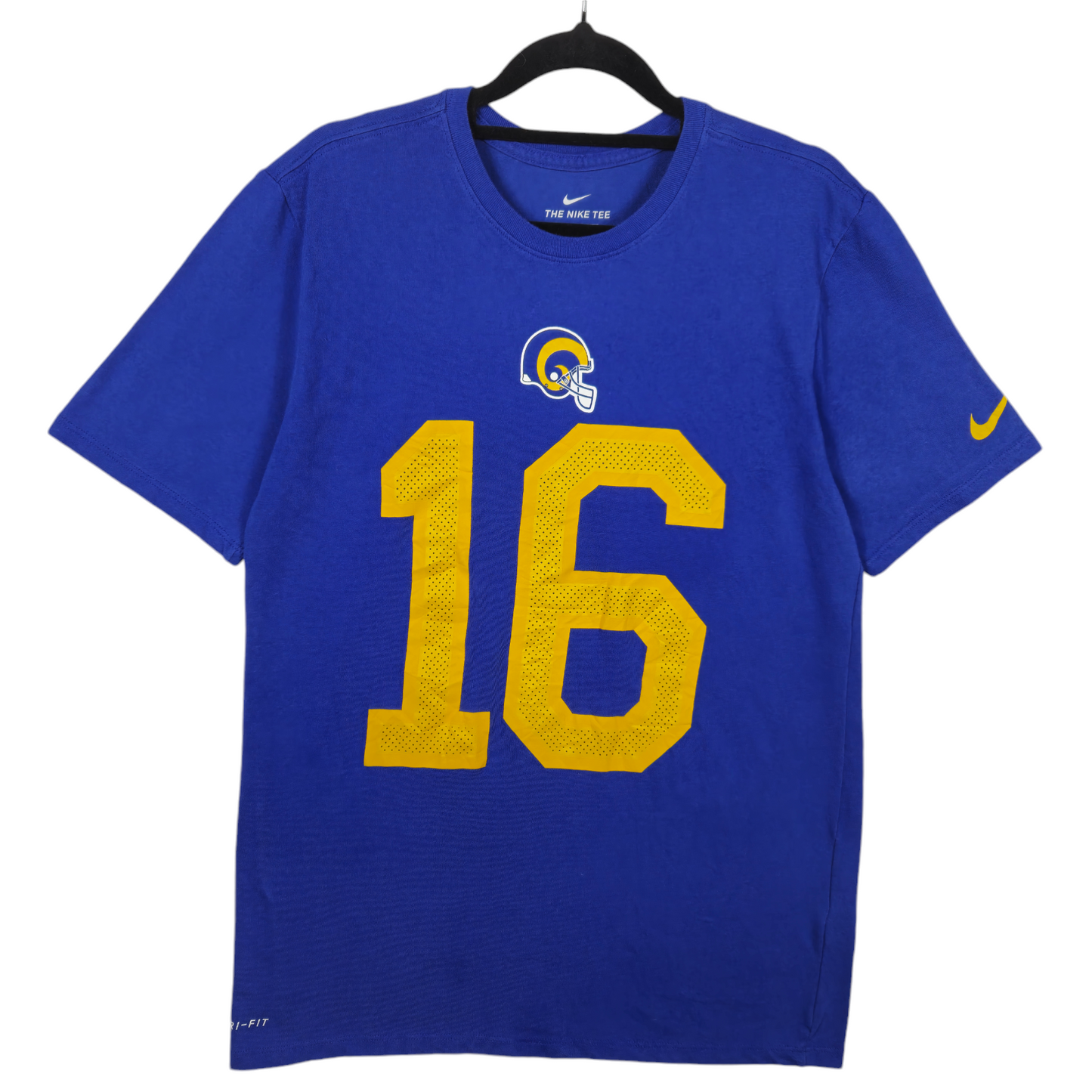 Nike NFL Los Angeles Rams Blue Goff 16 Athletic Cut Cotton Tee Shirt Size M