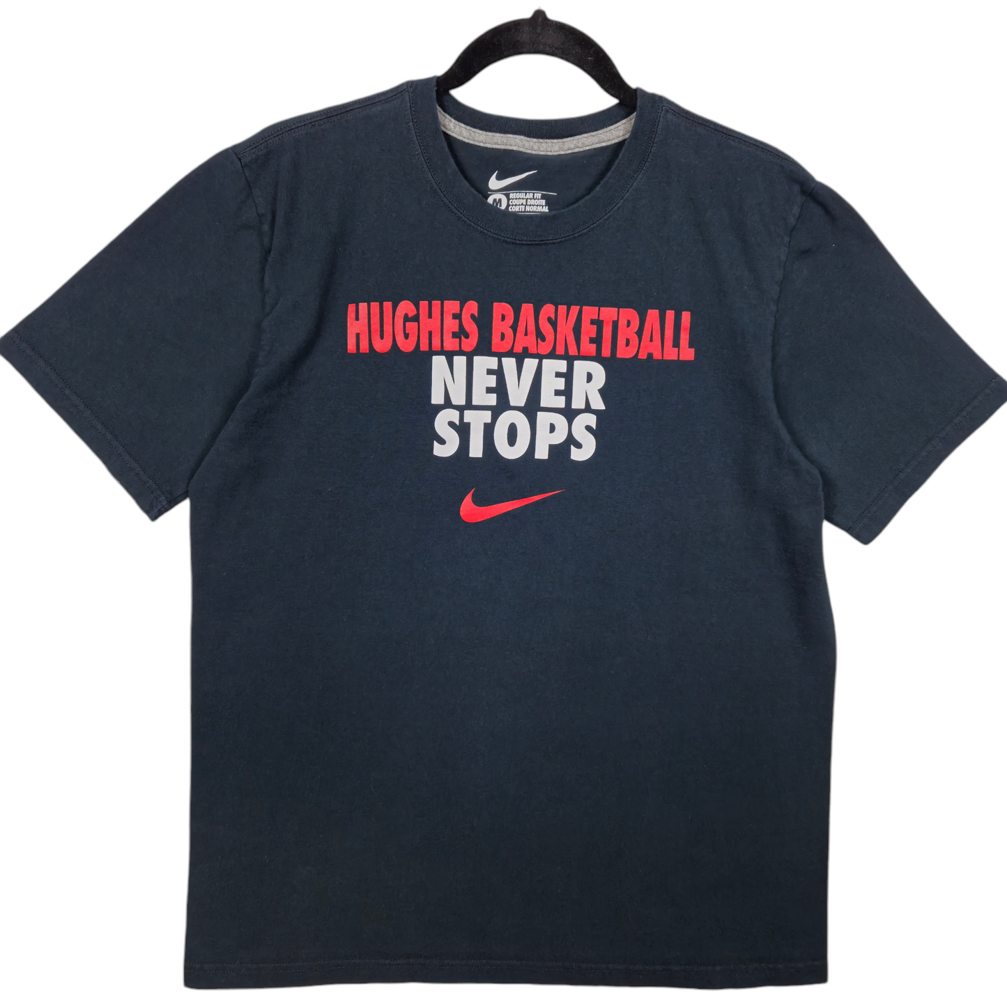 Nike Hughes Basketball Black Regular Fit Cotton Tee Shirt Size M