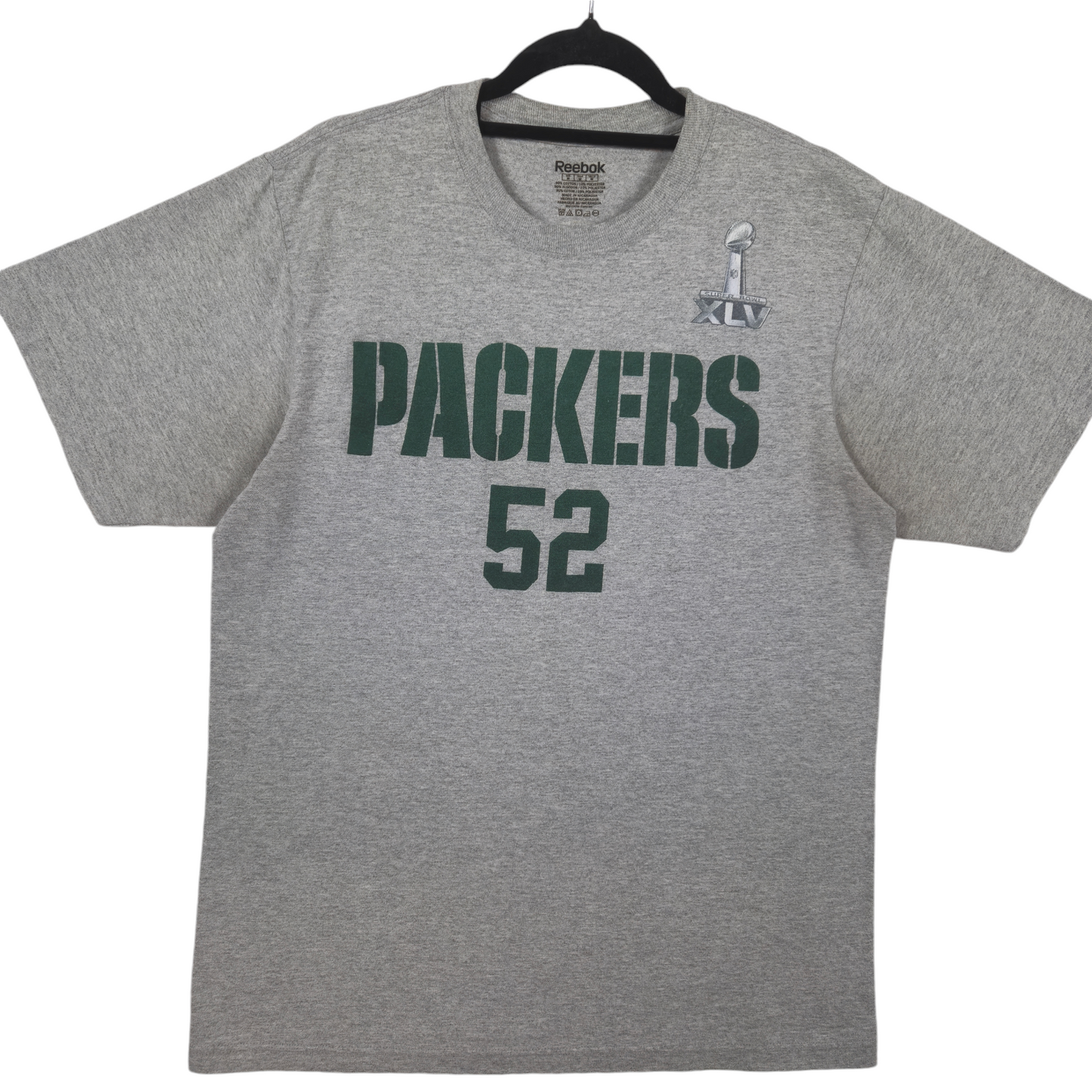 Reebok 2011 Green Bay Packers Grey Matthews 52 Cotton Tee Shirt Size M