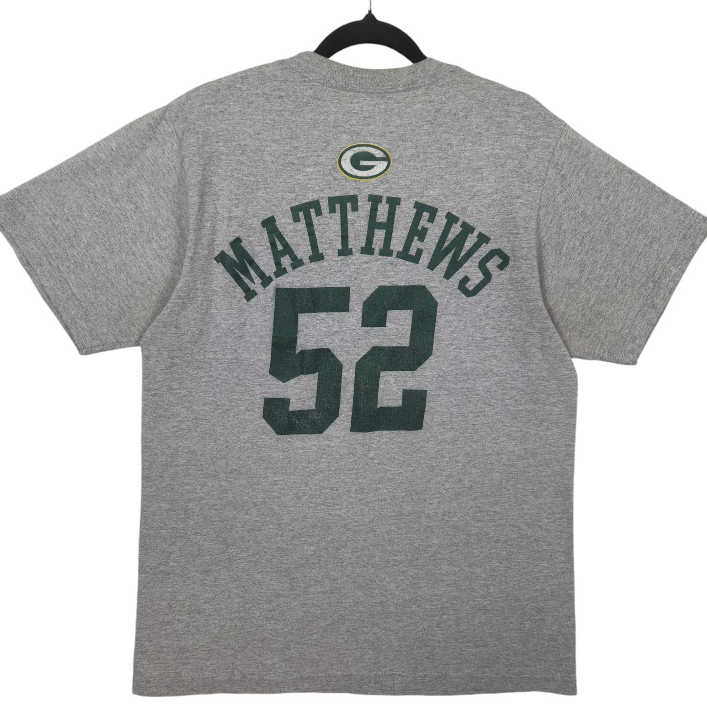 Reebok 2011 Green Bay Packers Grey Matthews 52 Cotton Tee Shirt Size M