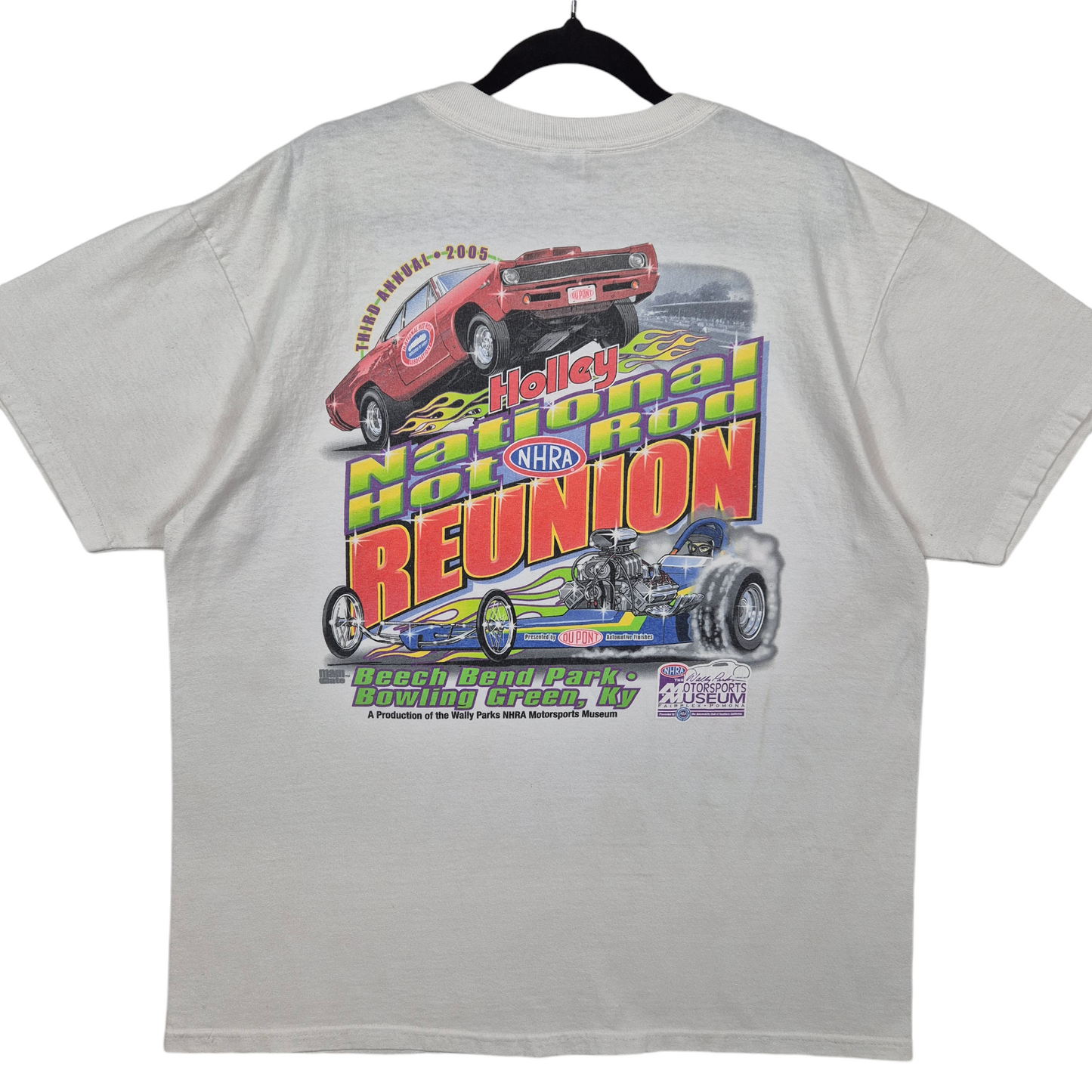 Vintage 2005 National Hot Rod Reunion Kentucky White Cotton Tee Shirt Size L