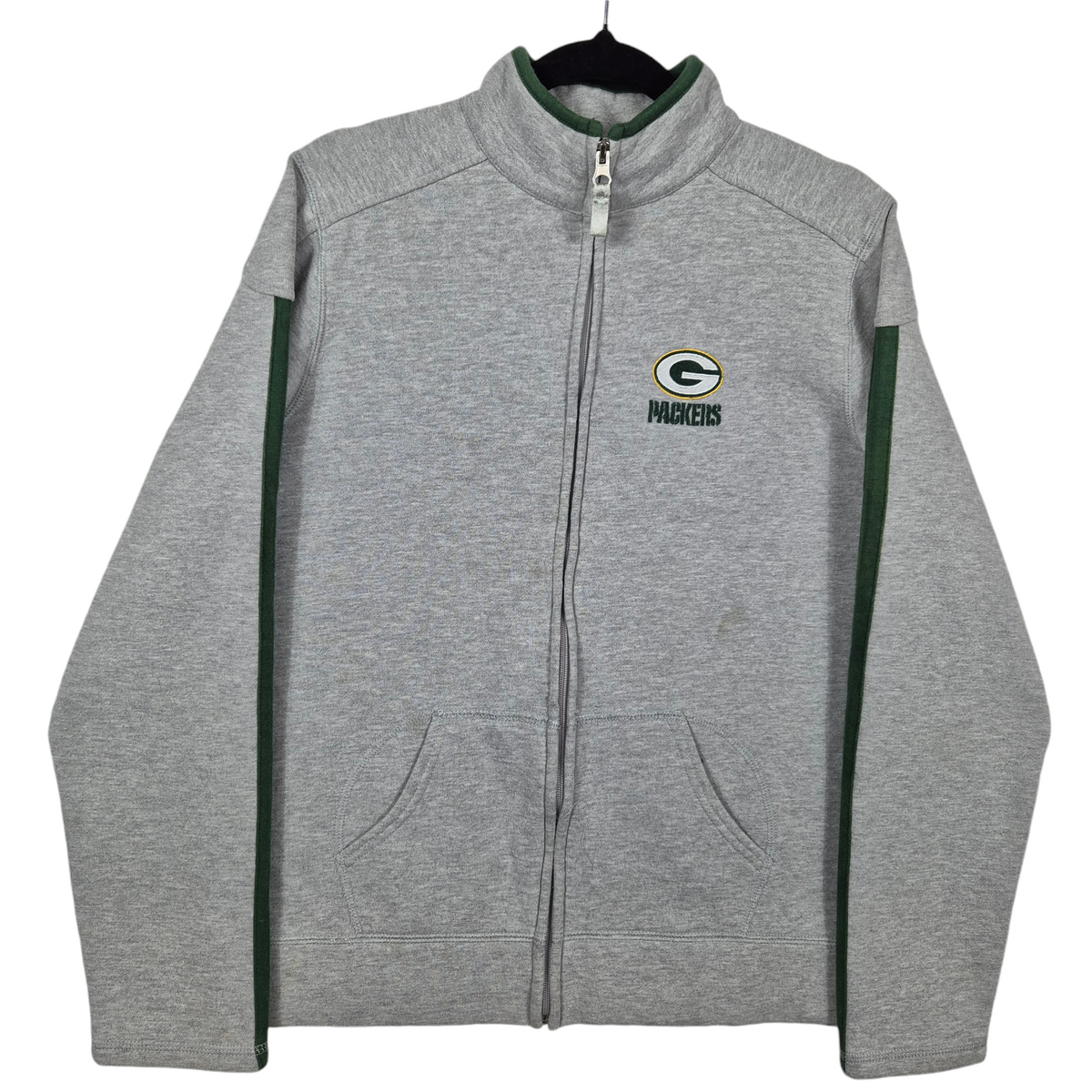 NFL Team Apparel Green Bay Packers Womens Grey Zip Sweater Size M