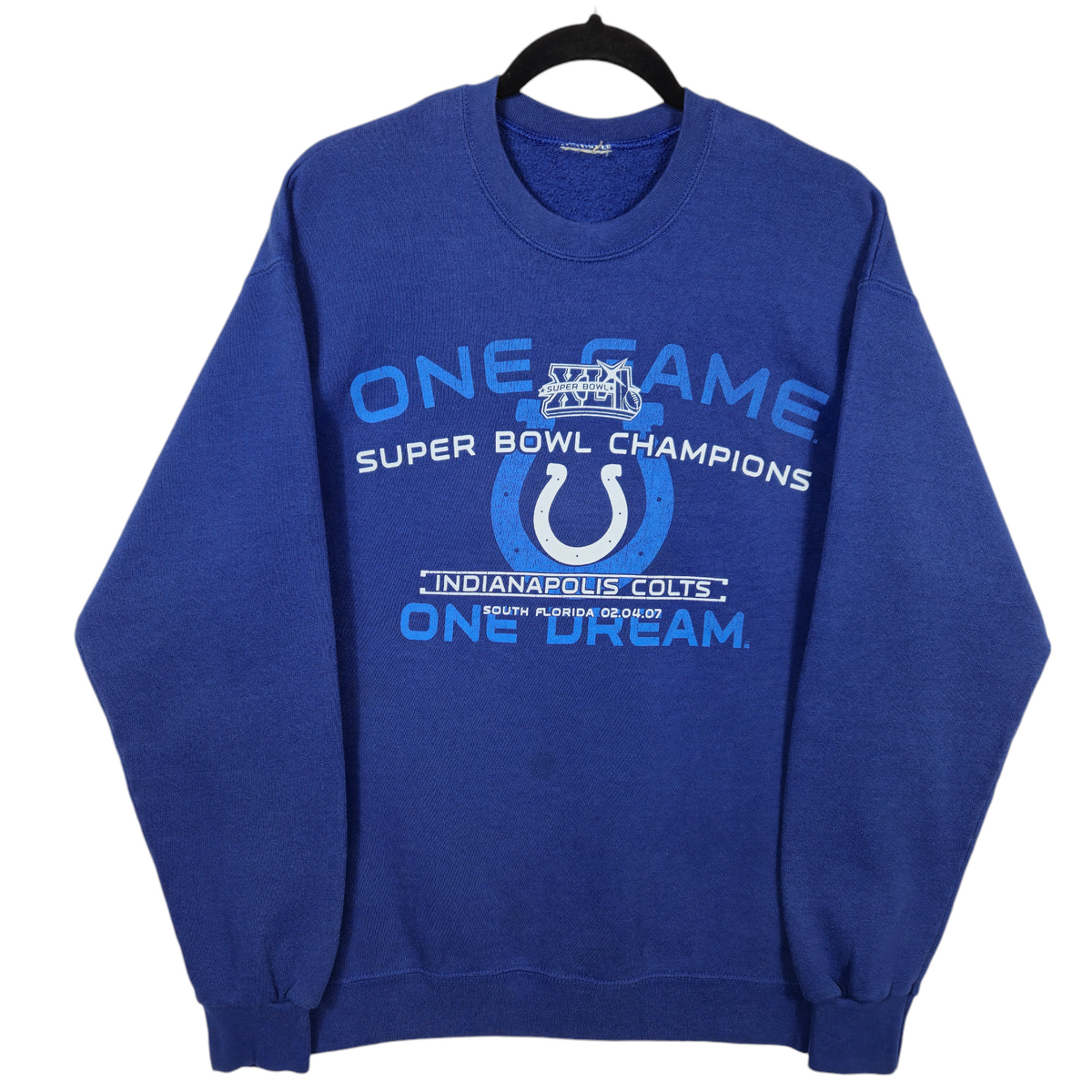 NFL Indianapolis Colts Blue 2007 Super Bowl Crewneck Sweater Size S