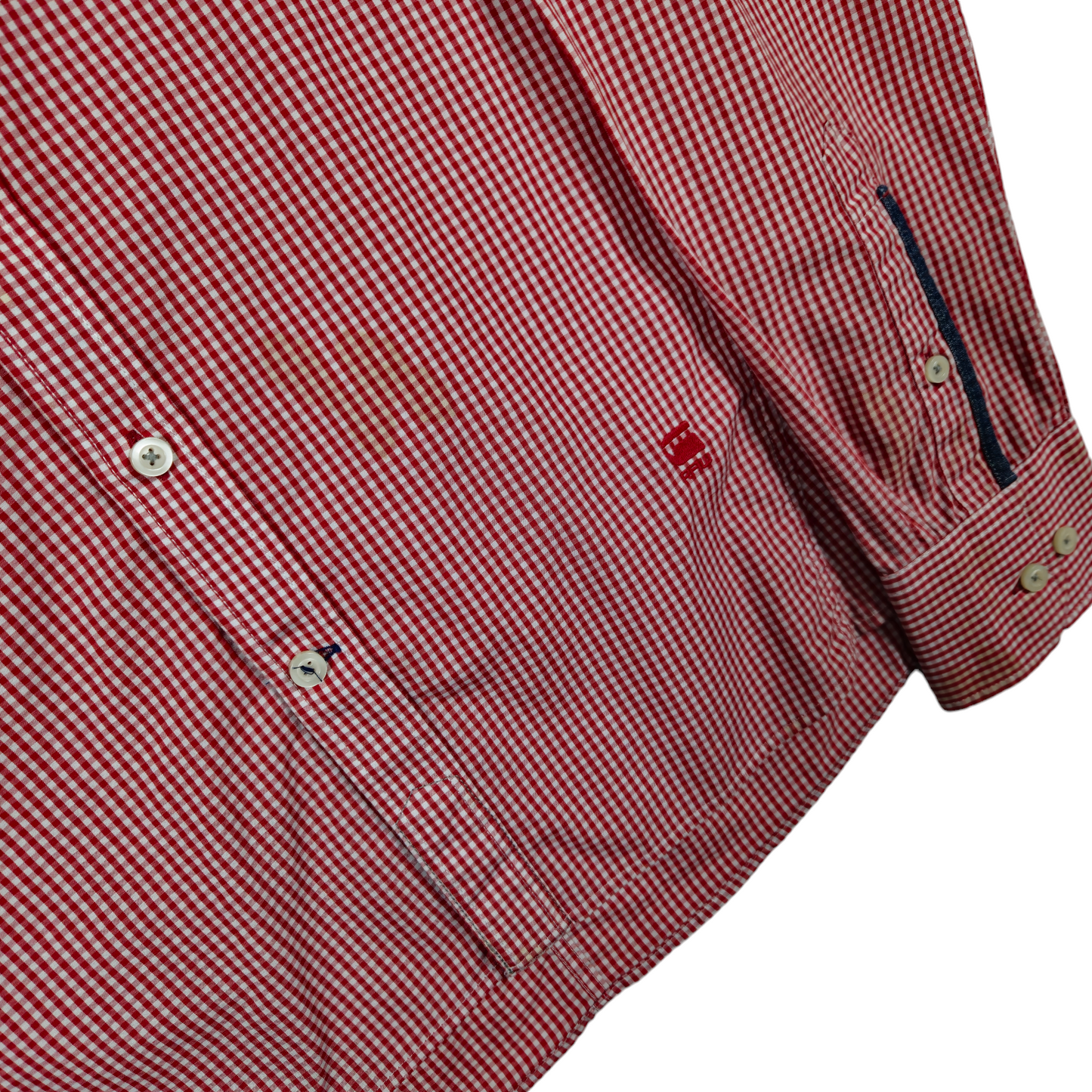 G Star Raw Correctline Red & White Checkered Slim Dress Shirt Size M