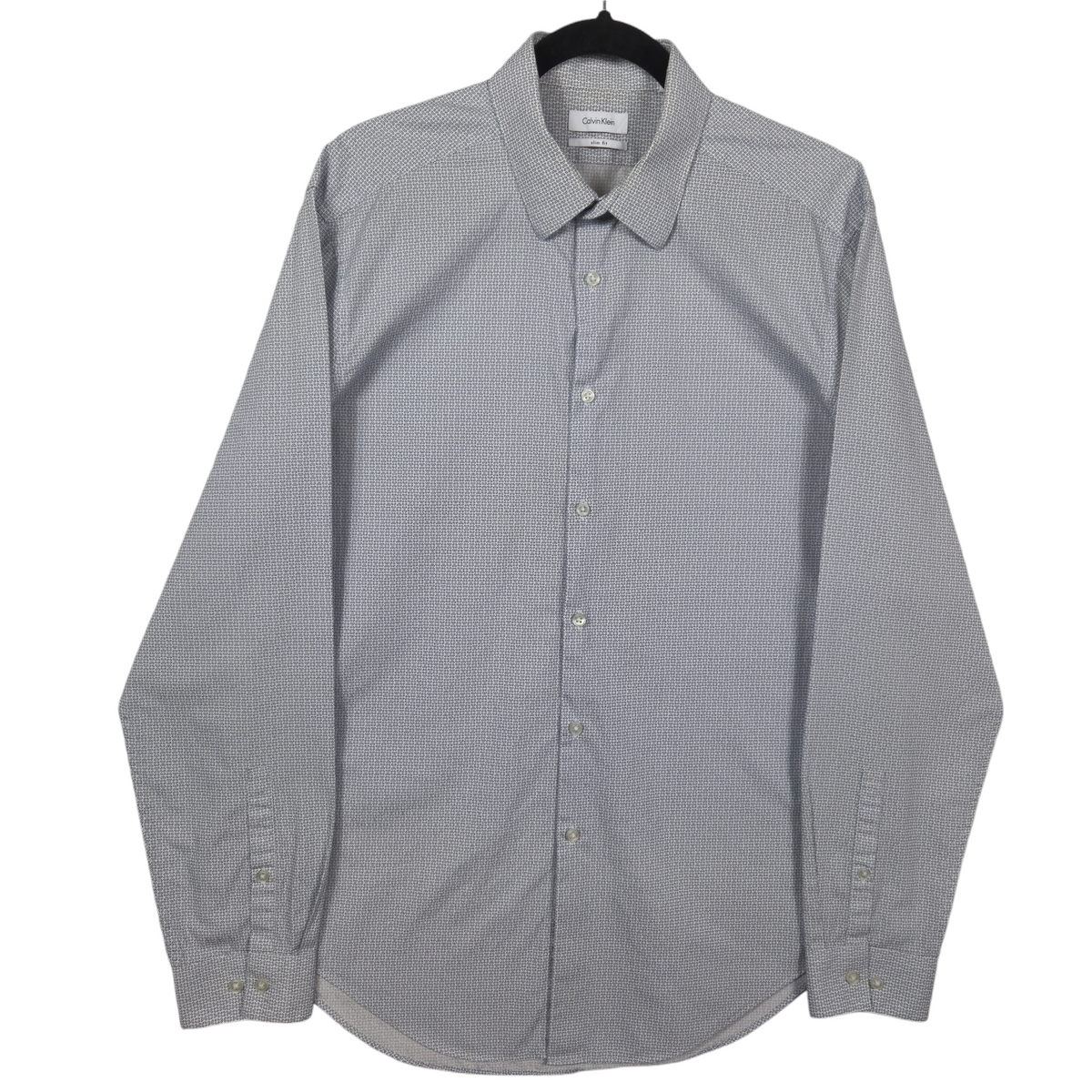 Calvin Klein White Patterned Slim Fit Dress Shirt Size L