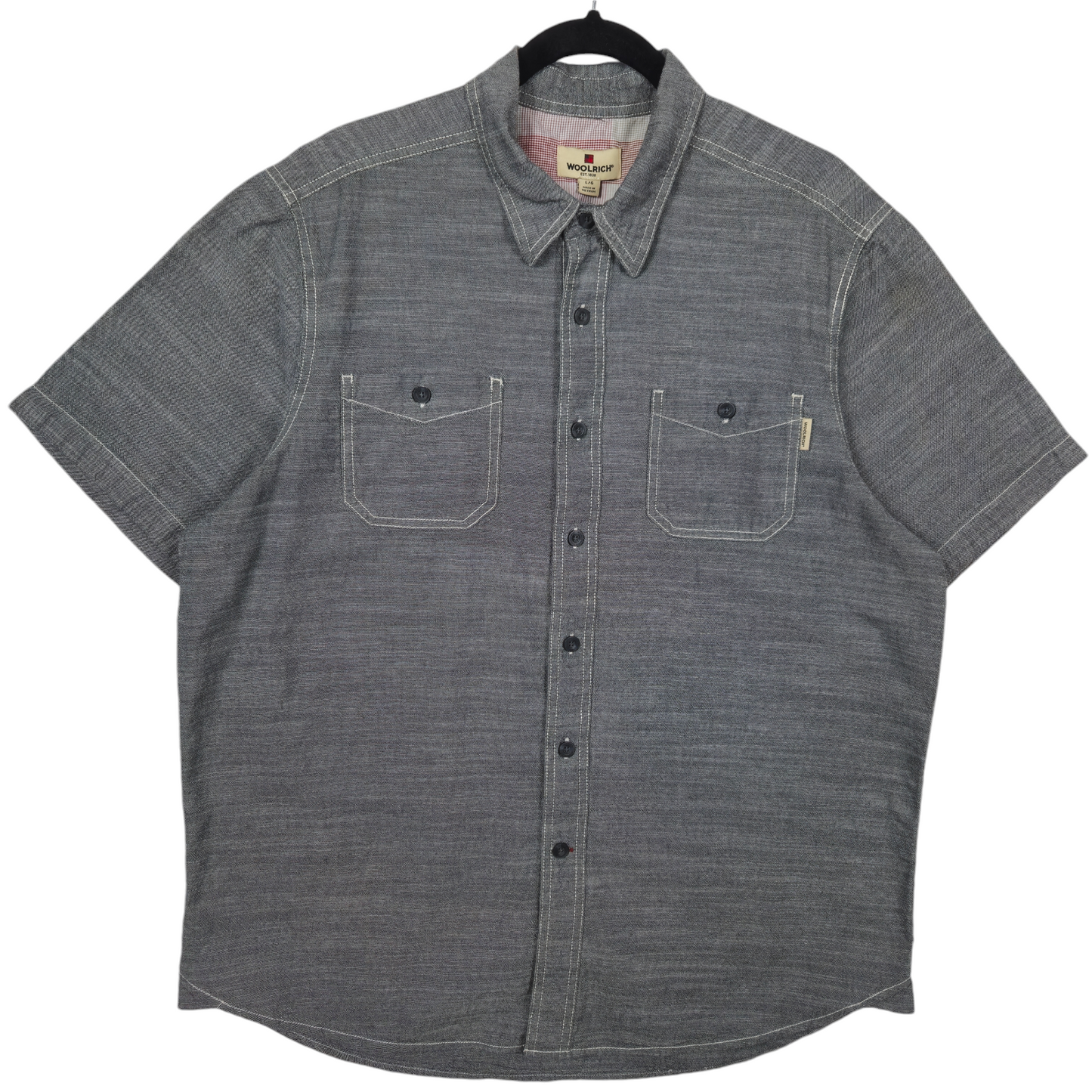 Woolrich Grey Short Sleeve Button Shirt Size L