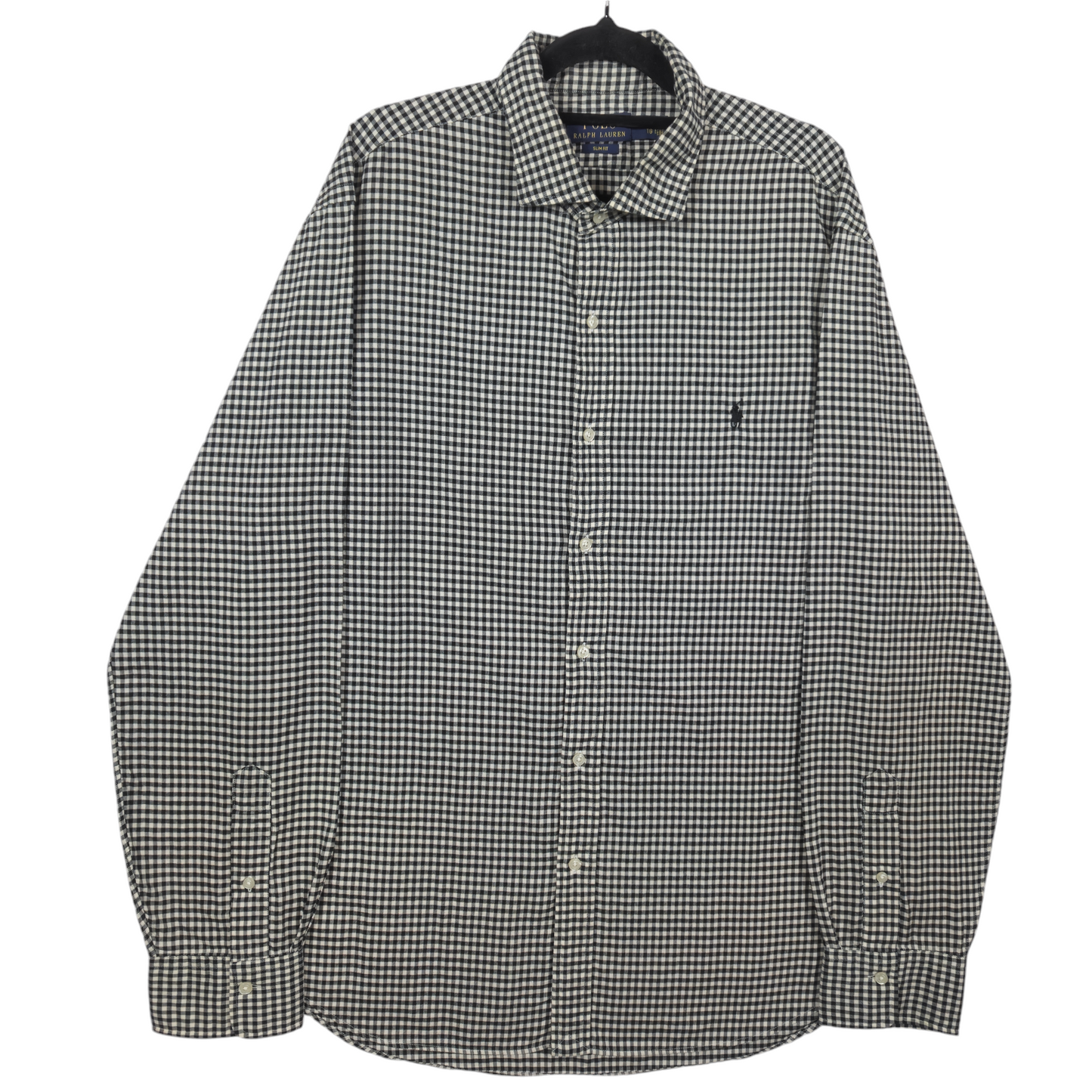 Polo Ralph Lauren Black & White Checkered Slim Fit Dress Shirt Size XL