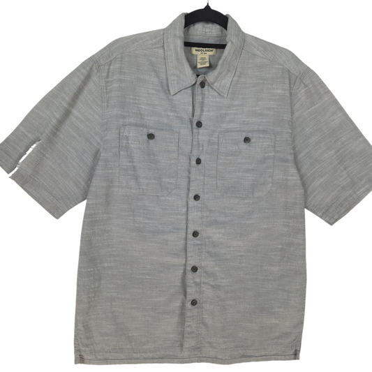 Woolrich Light Grey Short Sleeve Button Shirt Size S