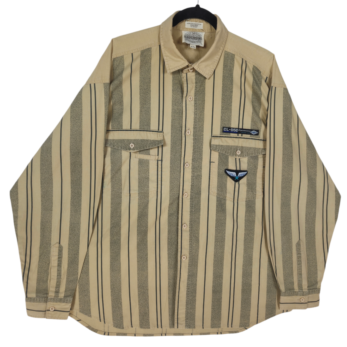 Vintage Saugatuck Drygoods 90's Brown Striped Long Sleeve Button Shirt Size XL