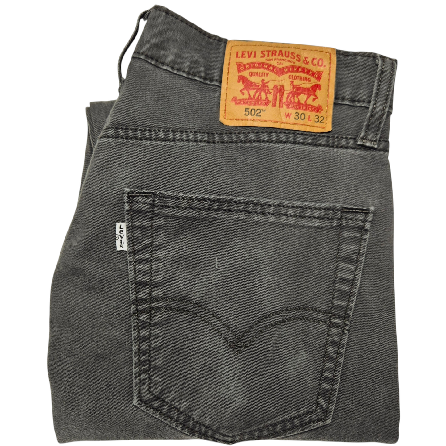 Levis 502 Jeans Grey Slim Fit Light Denim Bottoms W30