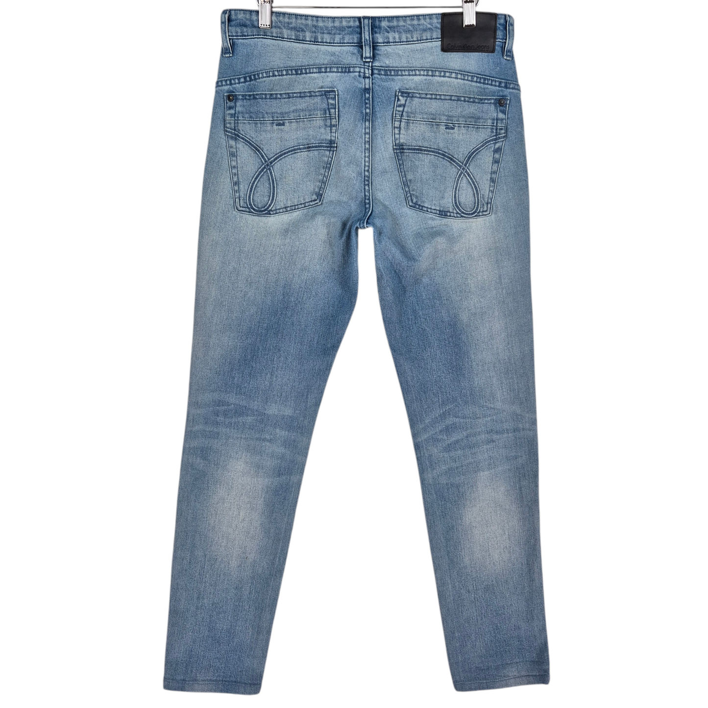 Calvin Klein Jeans Light Blue Slim Fit Distressed Stretch Denim Bottoms W32