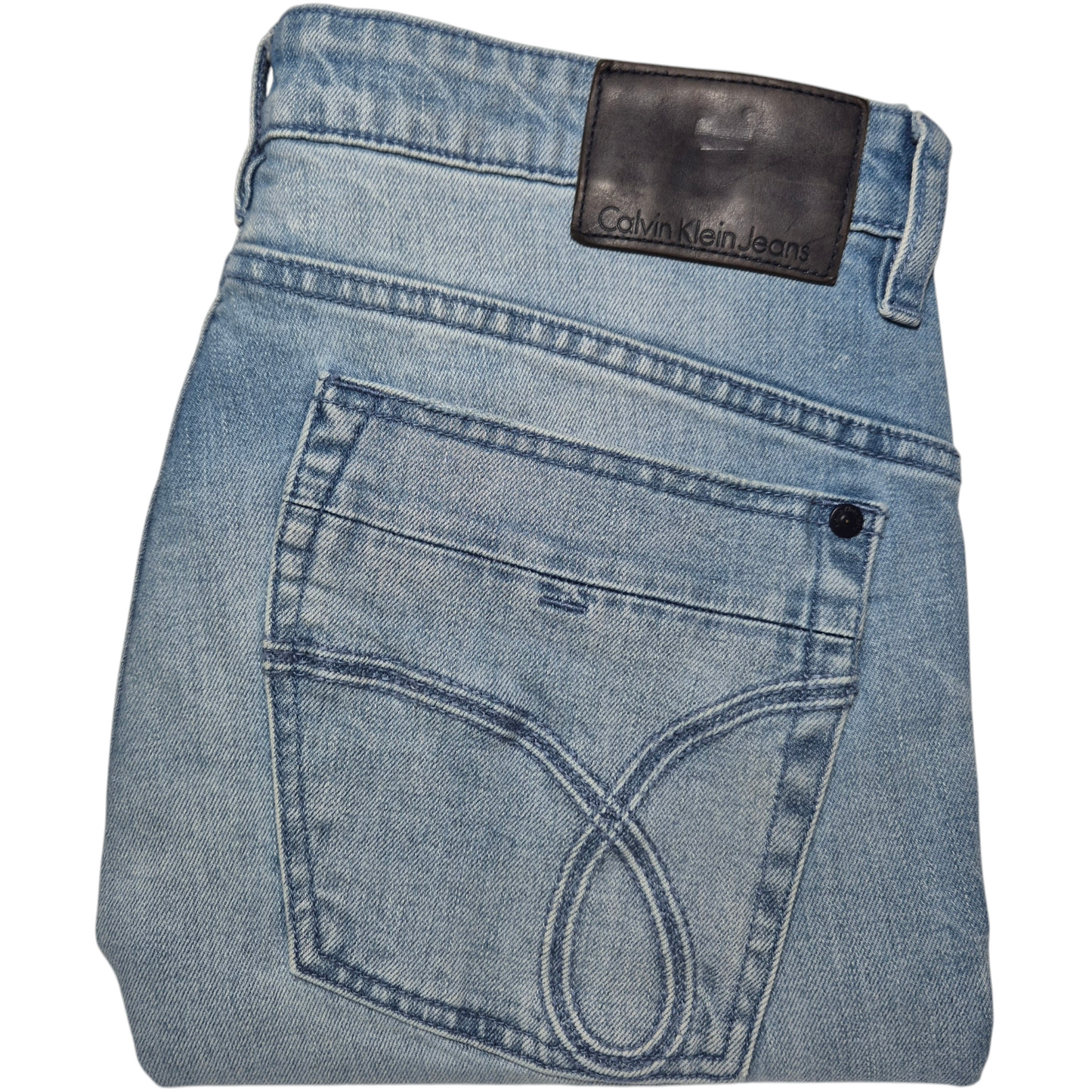 Calvin Klein Jeans Light Blue Slim Fit Distressed Stretch Denim Bottoms W32